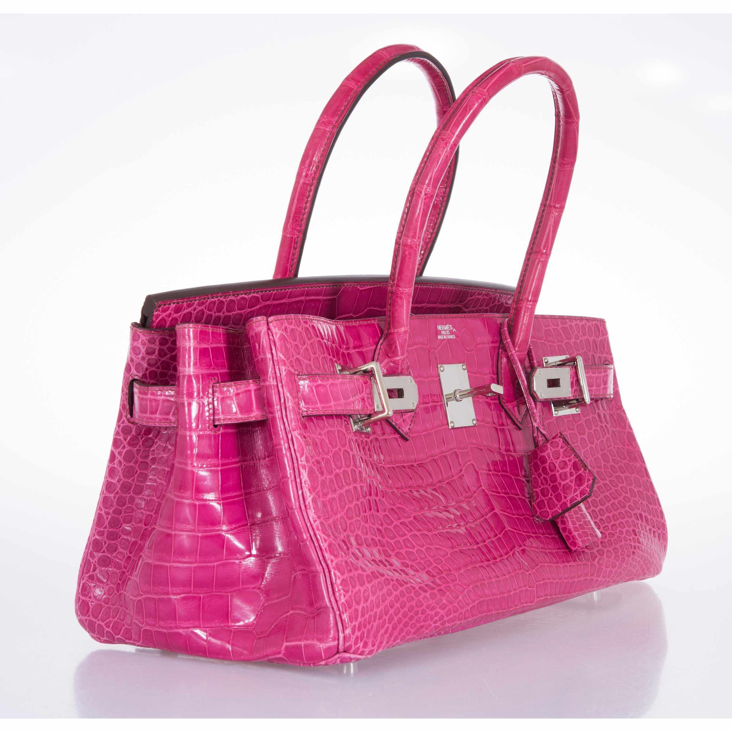 Hermès Birkin 42 "JPG Shoulder" Fuchsia Shiny Porosus Crocodile Palladium Hardware