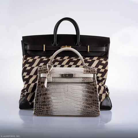 Hermès Birkin 50 HAC 1985 Ligne Ulysse Marron Fonce, Toile "H" Pattern Gilt Metal Hardware