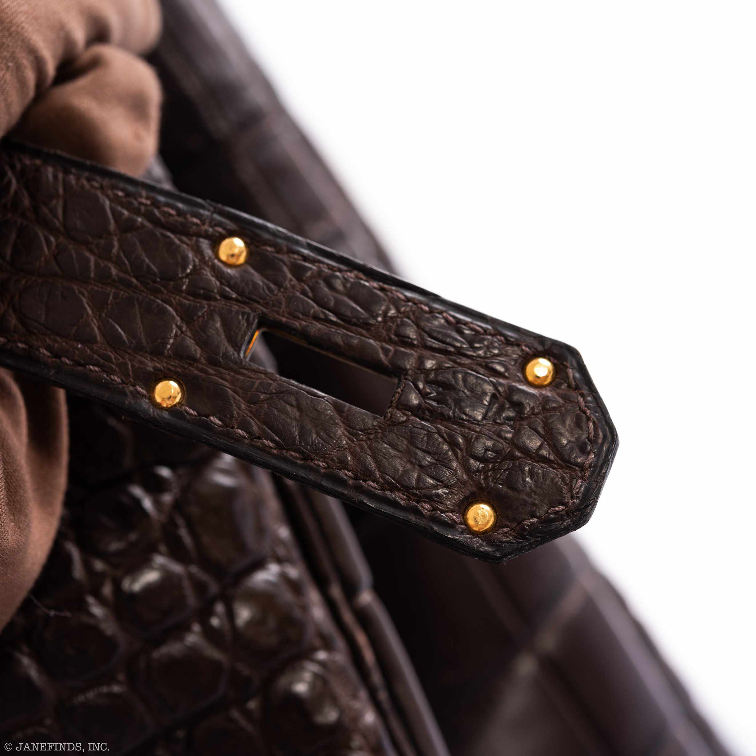 Hermès Birkin 50 HAC Ebene Porosus Crocodile Bronze Hardware