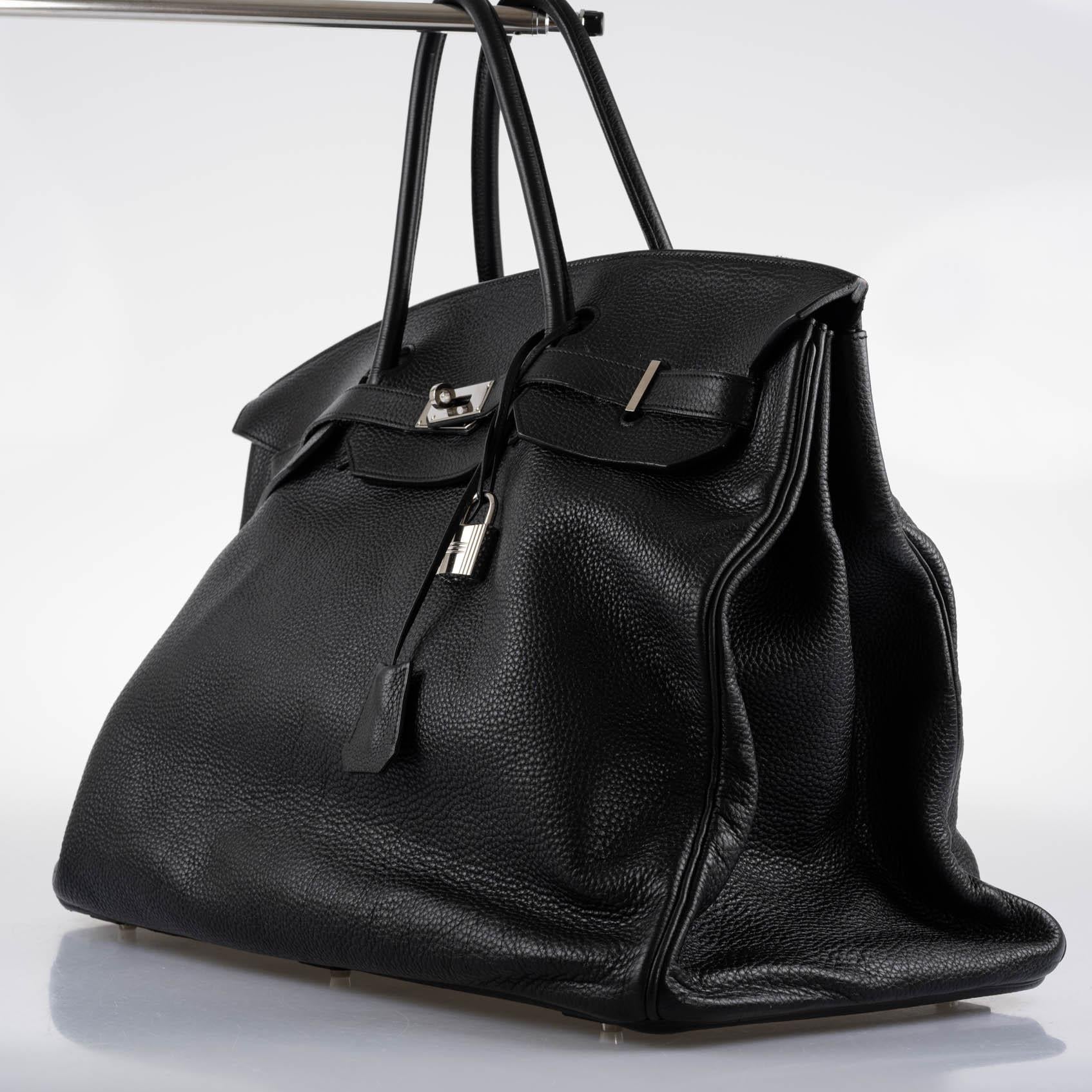 Hermès Birkin 55 Travel Black Clemence Leather Palladium Hardware