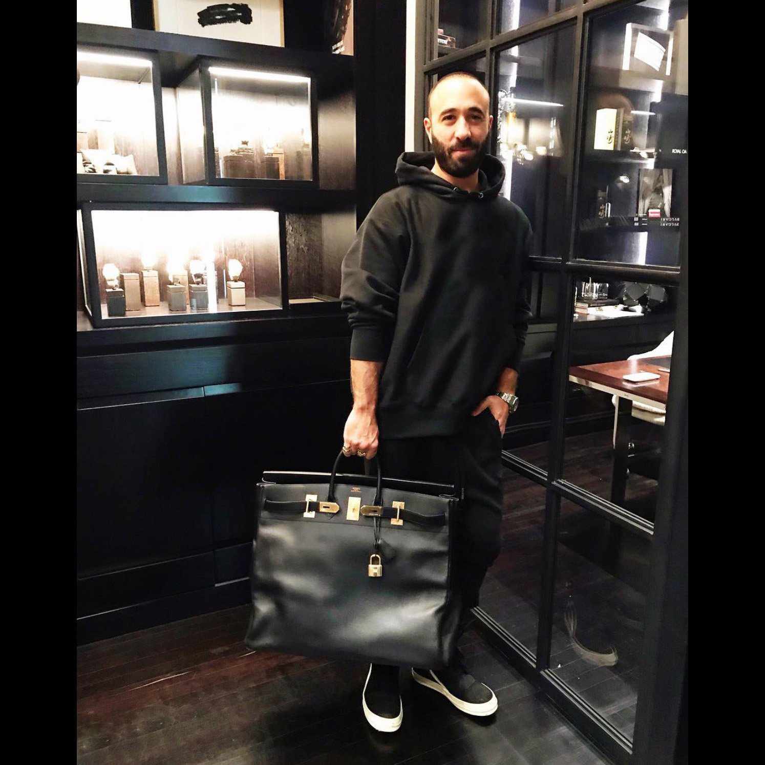 Hermès Birkin 55 Travel Black Clemence Leather Palladium Hardware