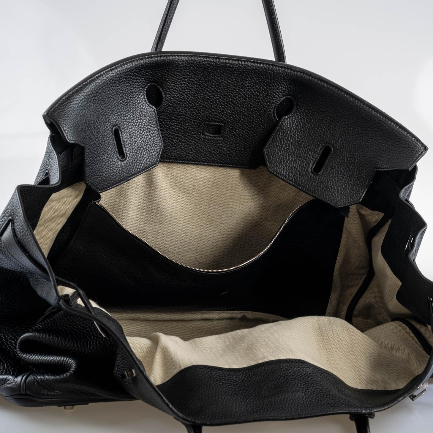 Hermès Birkin 55 Travel Black Clemence Leather Palladium Hardware