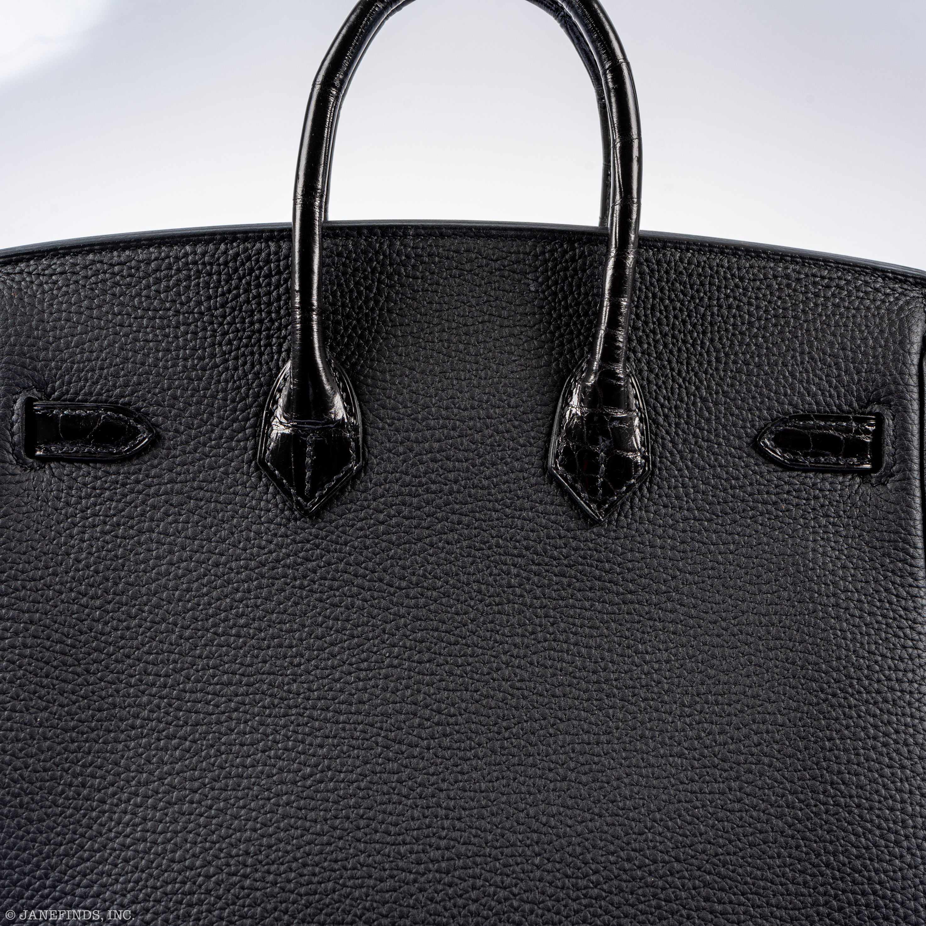 Hermès Birkin Touch 25 Black Togo & Niloticus Crocodile Rose Gold Hardware