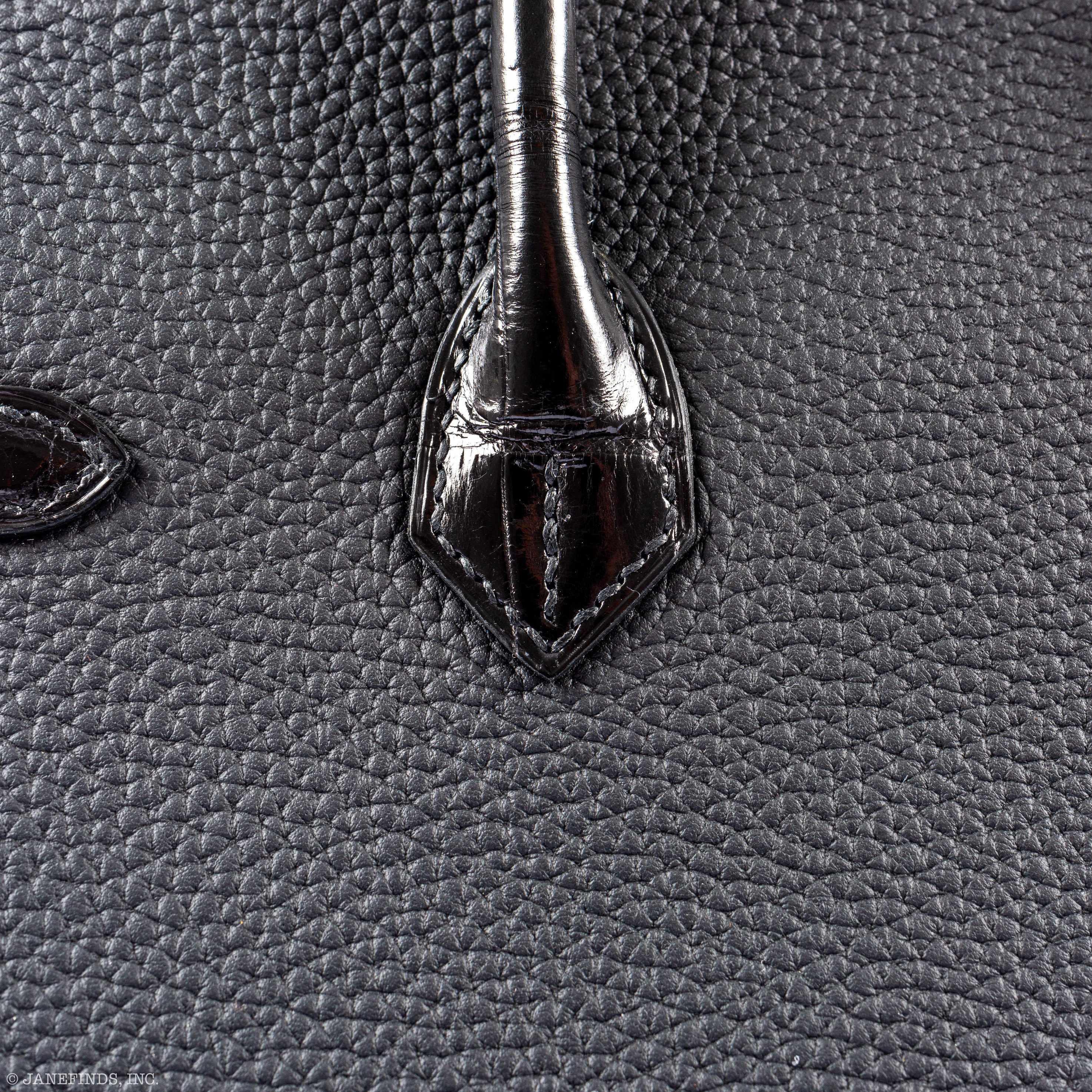 Hermès Birkin Touch 25 Black Togo & Niloticus Crocodile Rose Gold Hardware