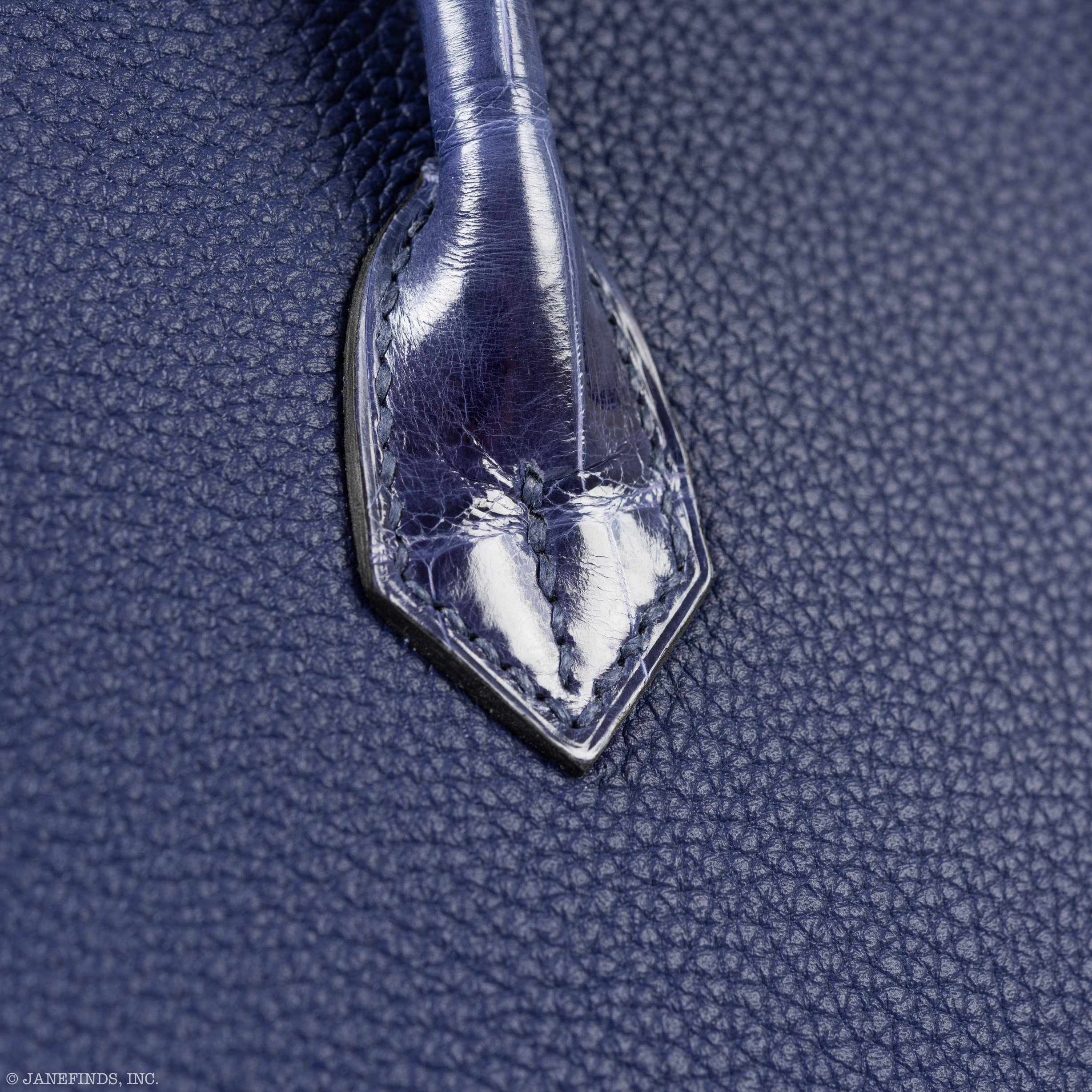 Hermès Birkin Touch 25 Blue Encre Togo & Niloticus Crocodile Palladium Hardware