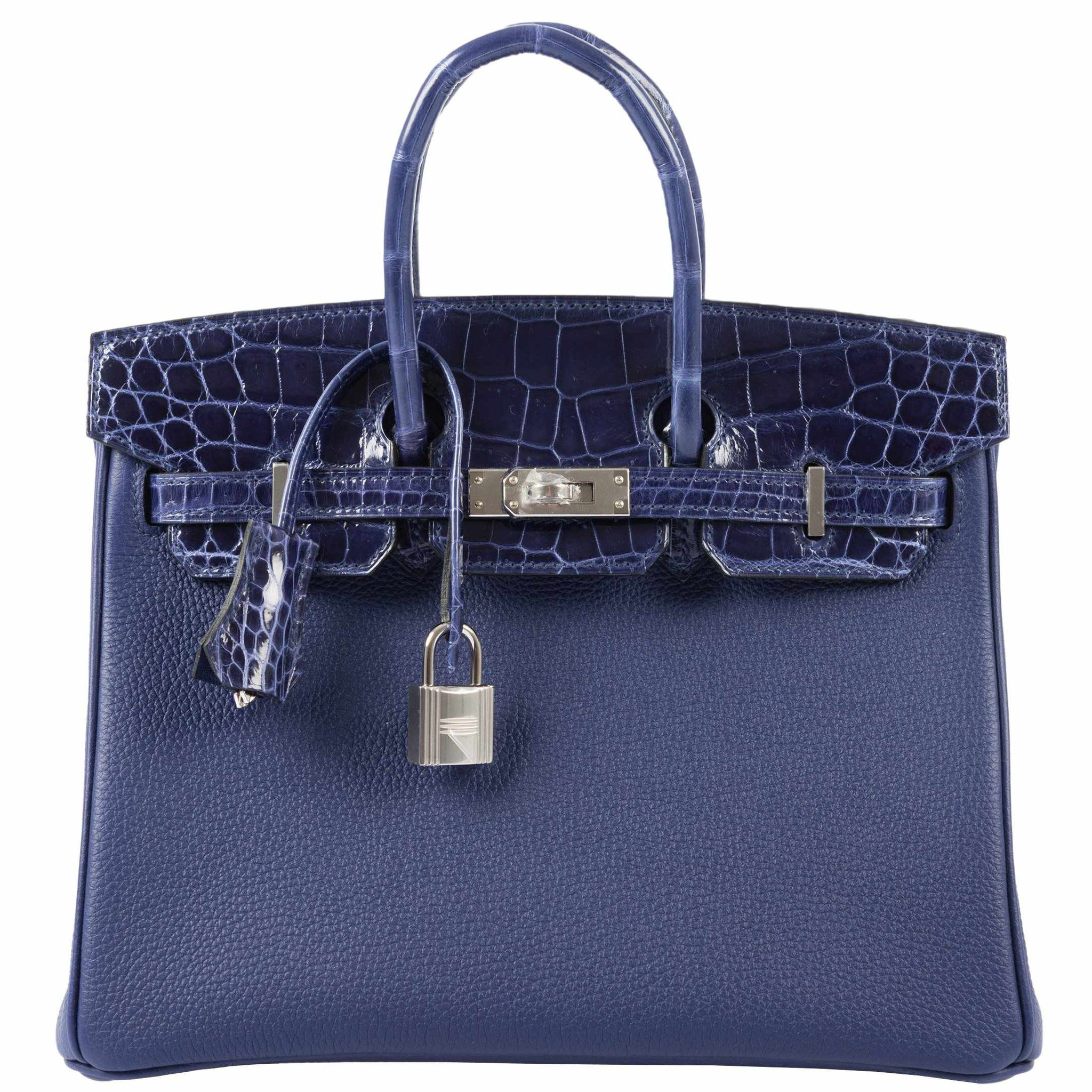 Hermès Birkin Touch 25 Blue Encre Togo Niloticus Crocodile