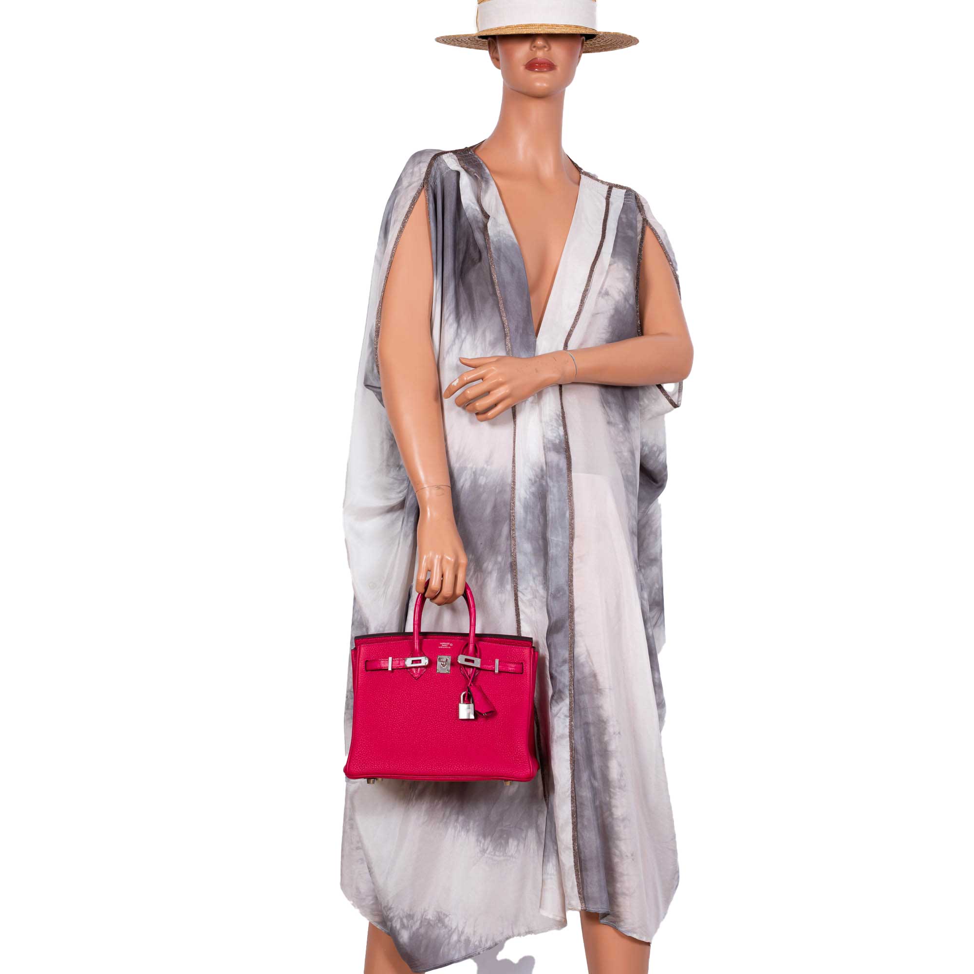 Hermès Birkin Touch 25 Framboise Togo & Matte Alligator Palladium Hardware