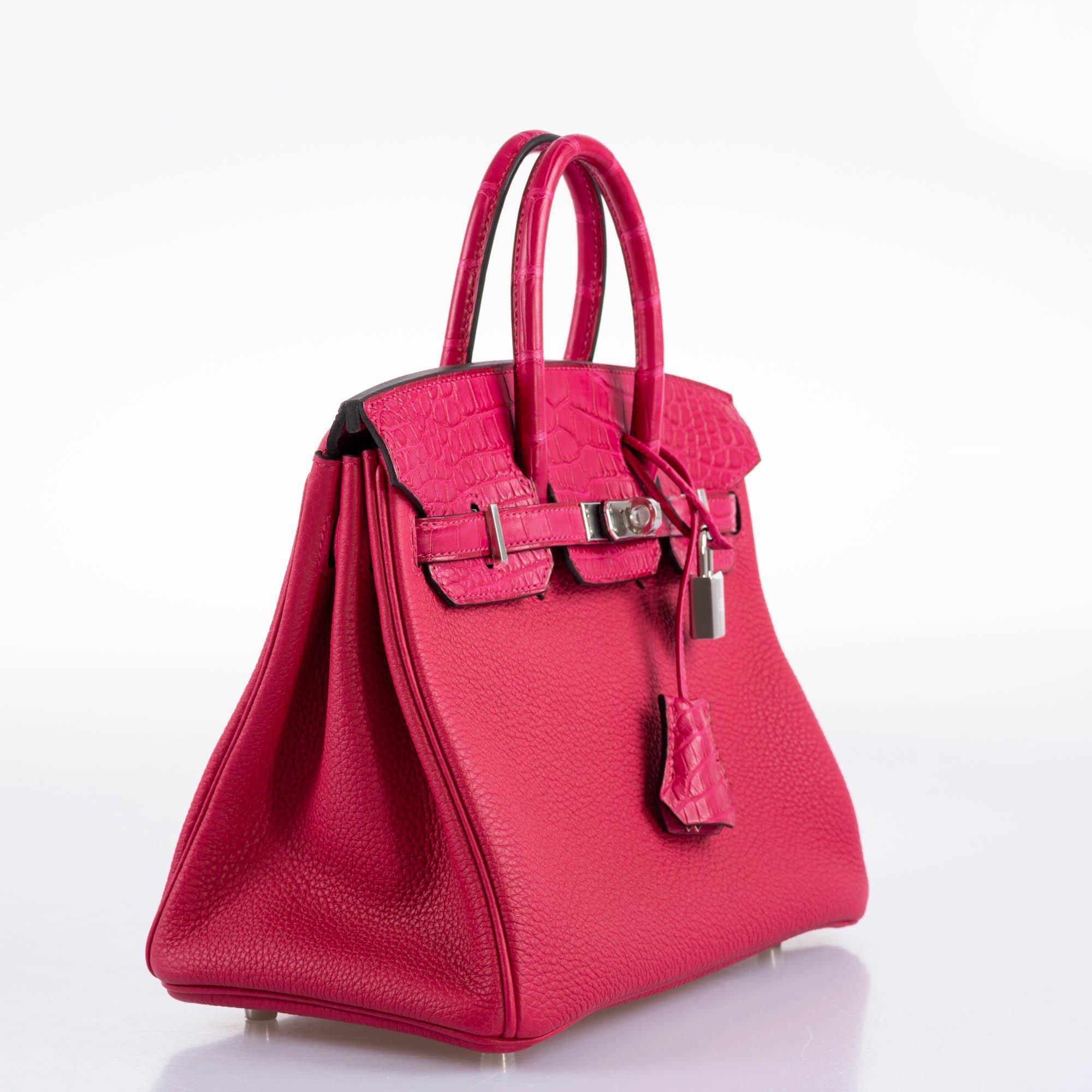 Hermès Birkin Touch 25 Framboise Togo & Matte Alligator Palladium Hardware - 2021, Z
