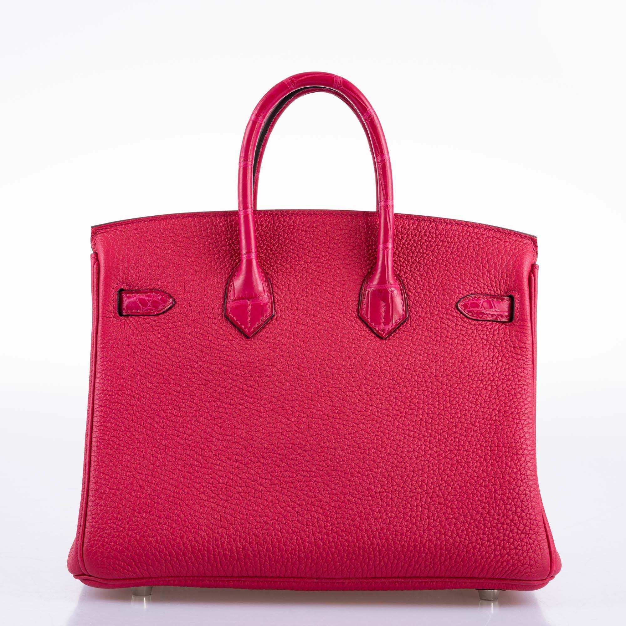 Hermès Birkin Touch 25 Framboise Togo & Matte Alligator Palladium Hardware - 2021, Z