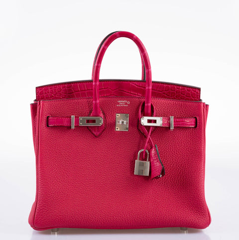 Hermès Birkin Touch 25 Framboise Togo & Matte Alligator Palladium Hardware - 2021, Z