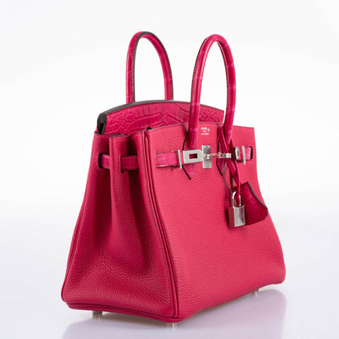 Hermès Birkin Touch 25 Framboise Togo & Matte Alligator Palladium Hardware - 2021, Z