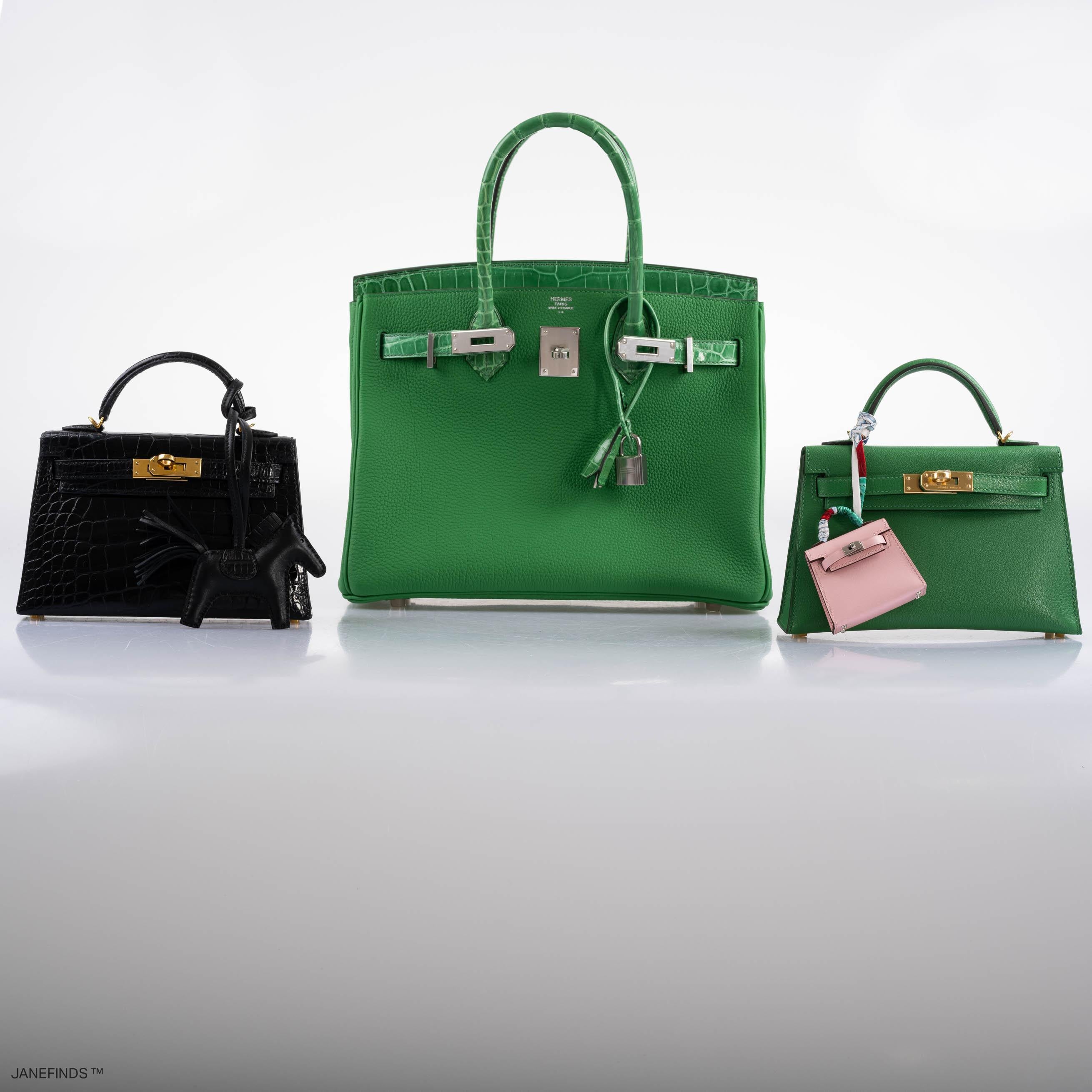 Hermès Birkin Touch 30 Bambou (Bamboo) Togo & Cactus Niloticus Crocodile Palladium Hardware - 2020, Y