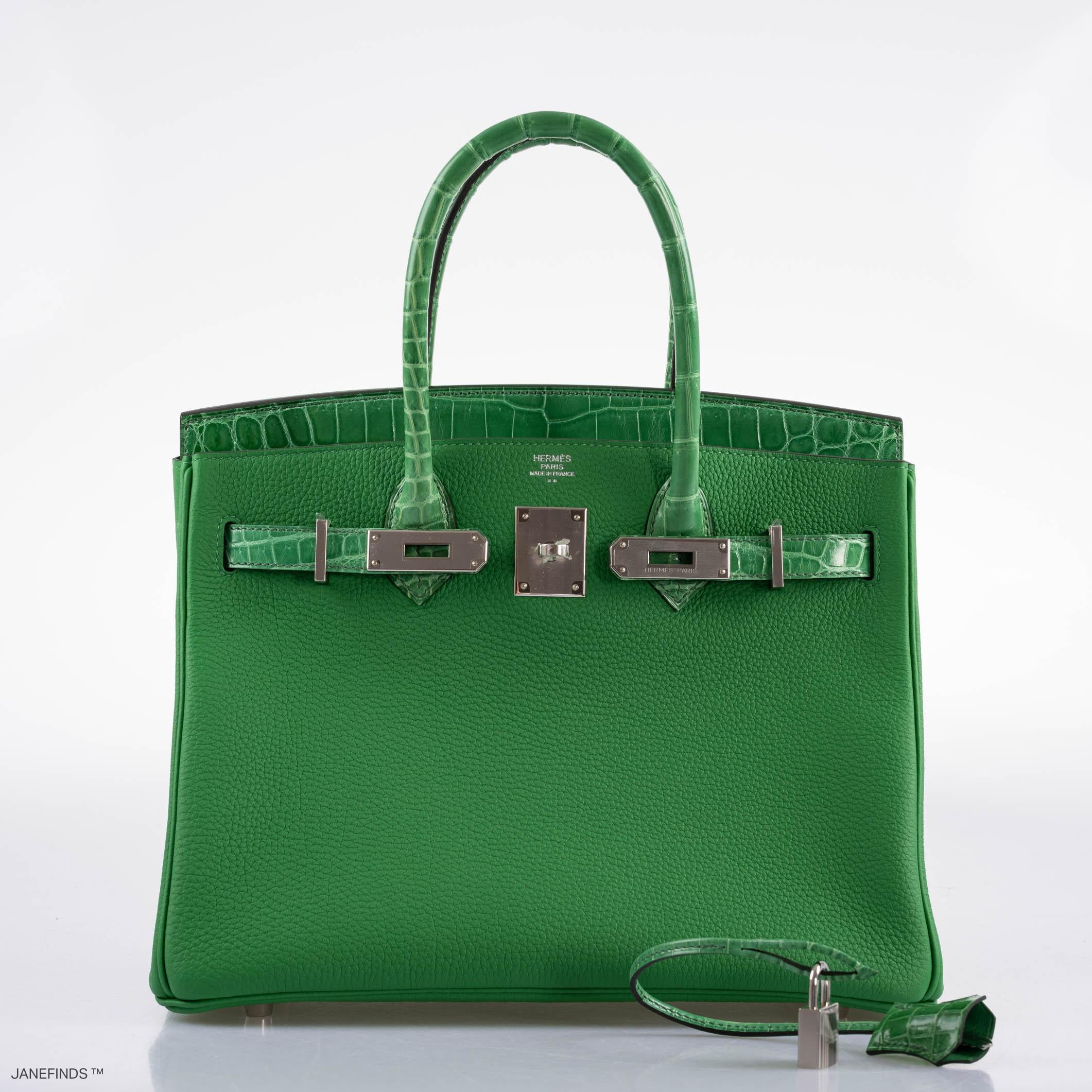 Hermès Birkin Touch 30 Bambou (Bamboo) Togo & Cactus Niloticus Crocodile Palladium Hardware - 2020, Y