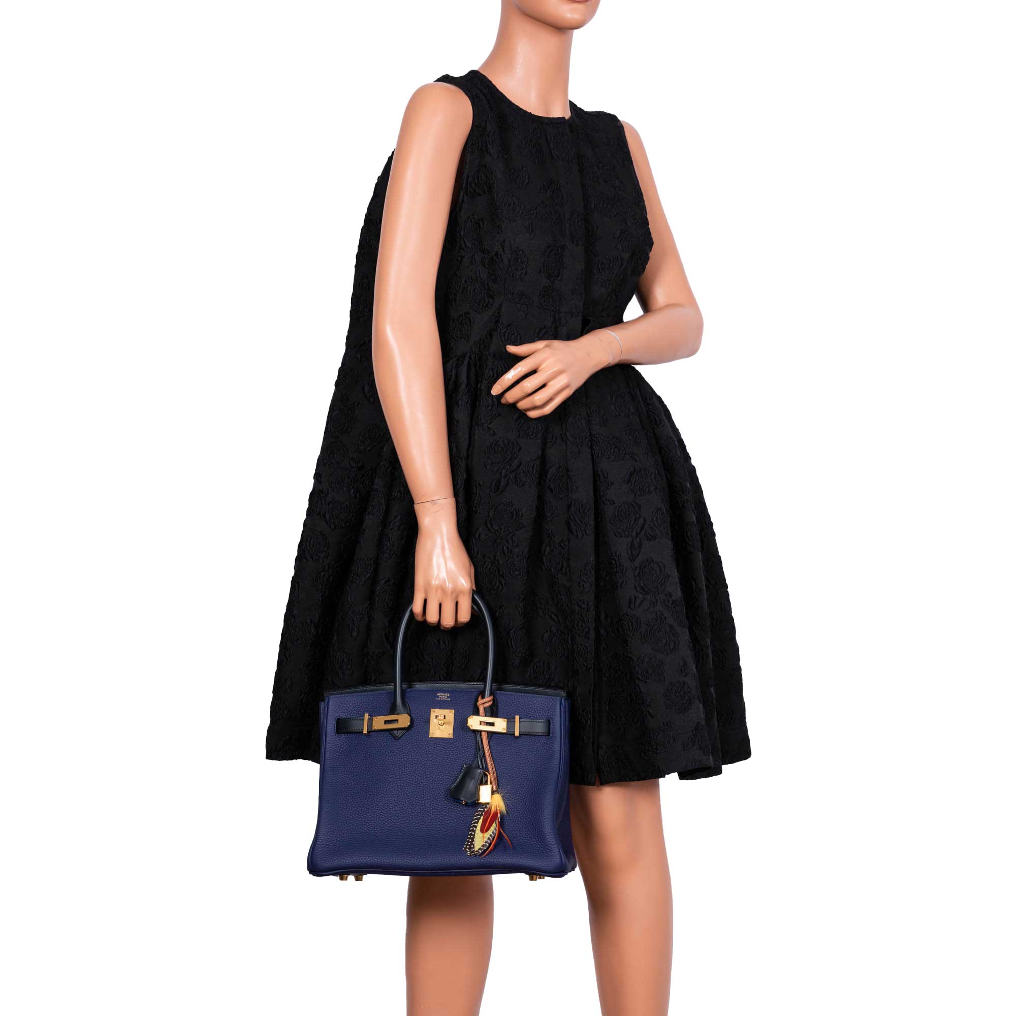 Hermès Birkin Touch 30 Bleu (Blue) Encre Sombrero & Bleu Obscur Taurillon Clemence Gold Hardware