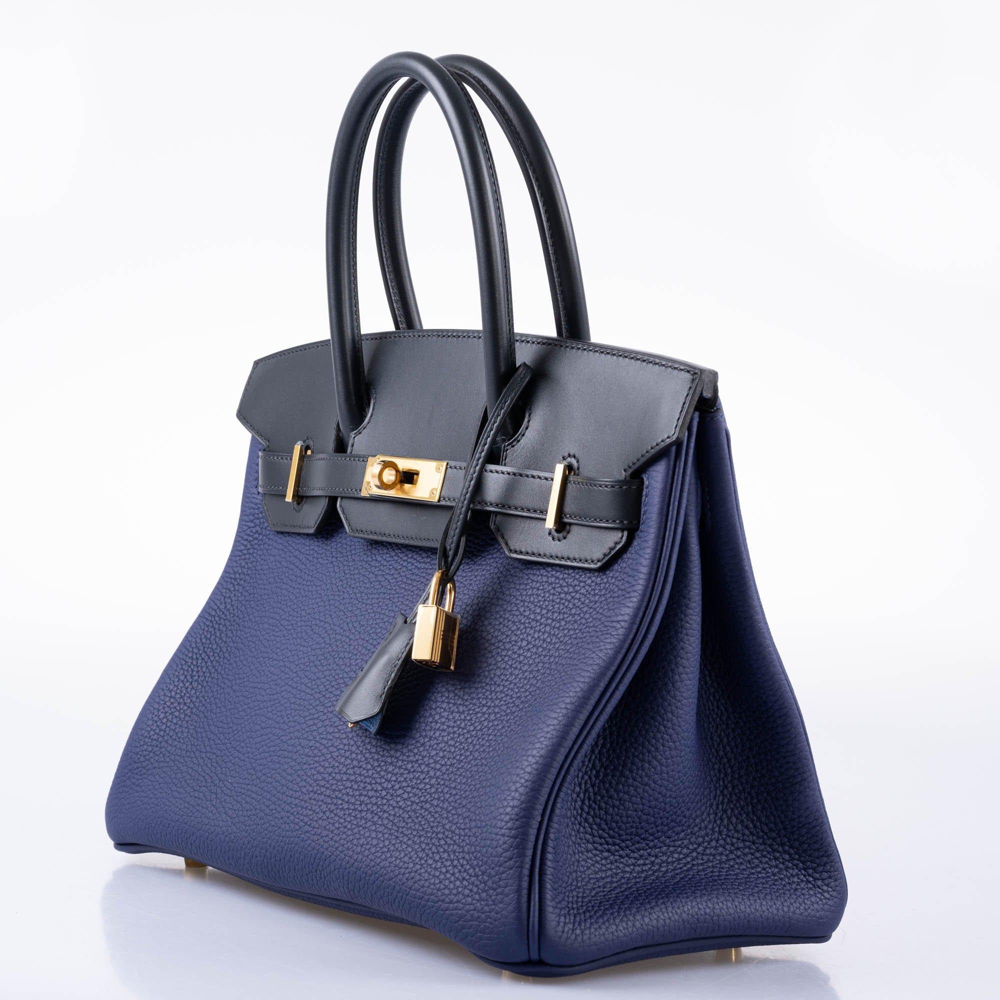 Hermès Birkin Touch 30 Bleu (Blue) Encre Sombrero & Bleu Obscur Taurillon Clemence Gold Hardware