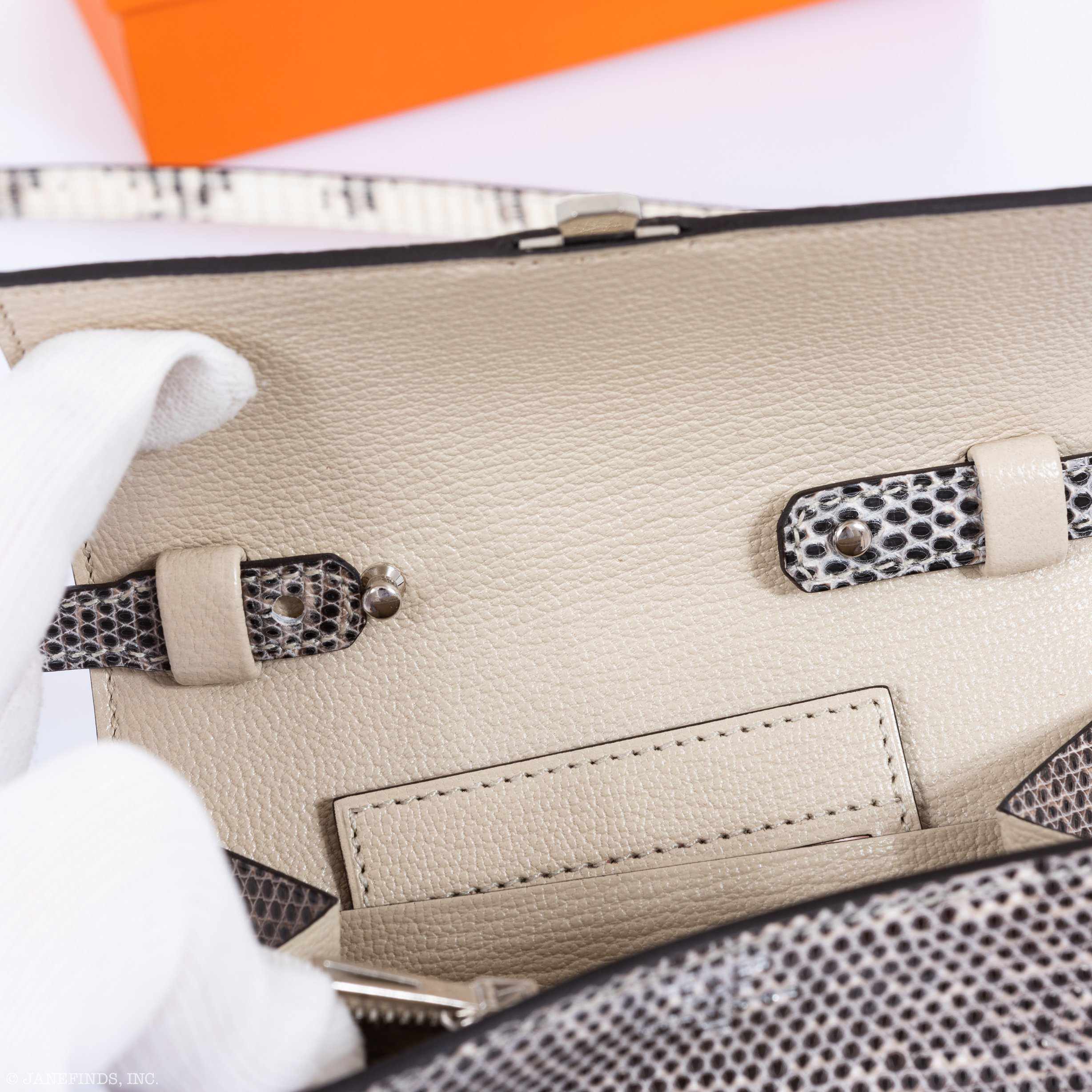 Hermès Cinhetic Mini Clutch On Strap Ombre Lizard Palladium Hardware - Rare