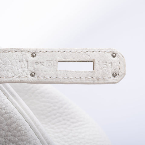 Hermès Club Birkin 30 White, Grey Clemence & Sanguine Lizard Palladium Hardware
