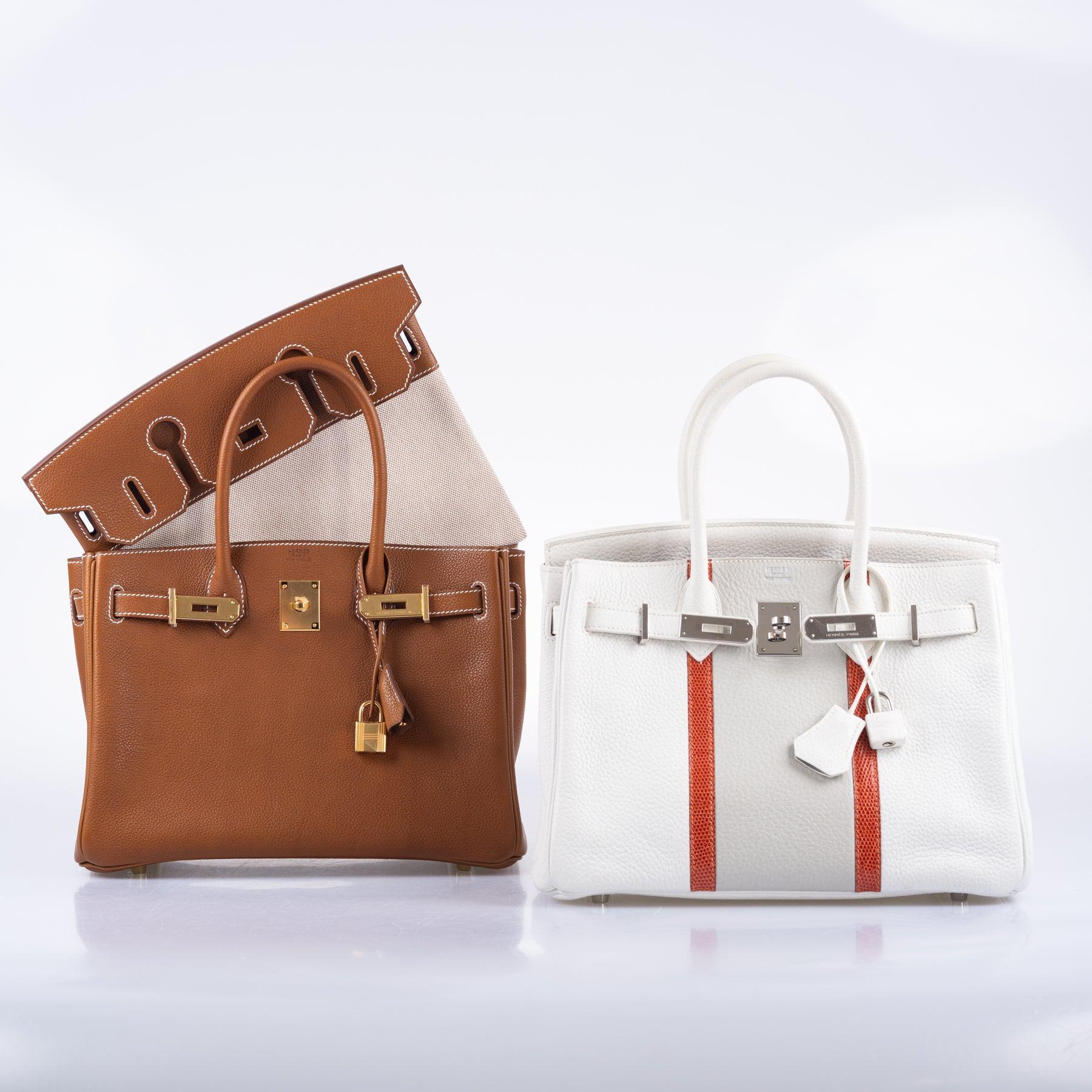 Hermès Club Birkin 30 White, Grey Clemence & Sanguine Lizard Palladium Hardware