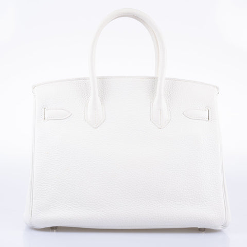 Hermès Club Birkin 30 White, Grey Clemence & Sanguine Lizard Palladium Hardware
