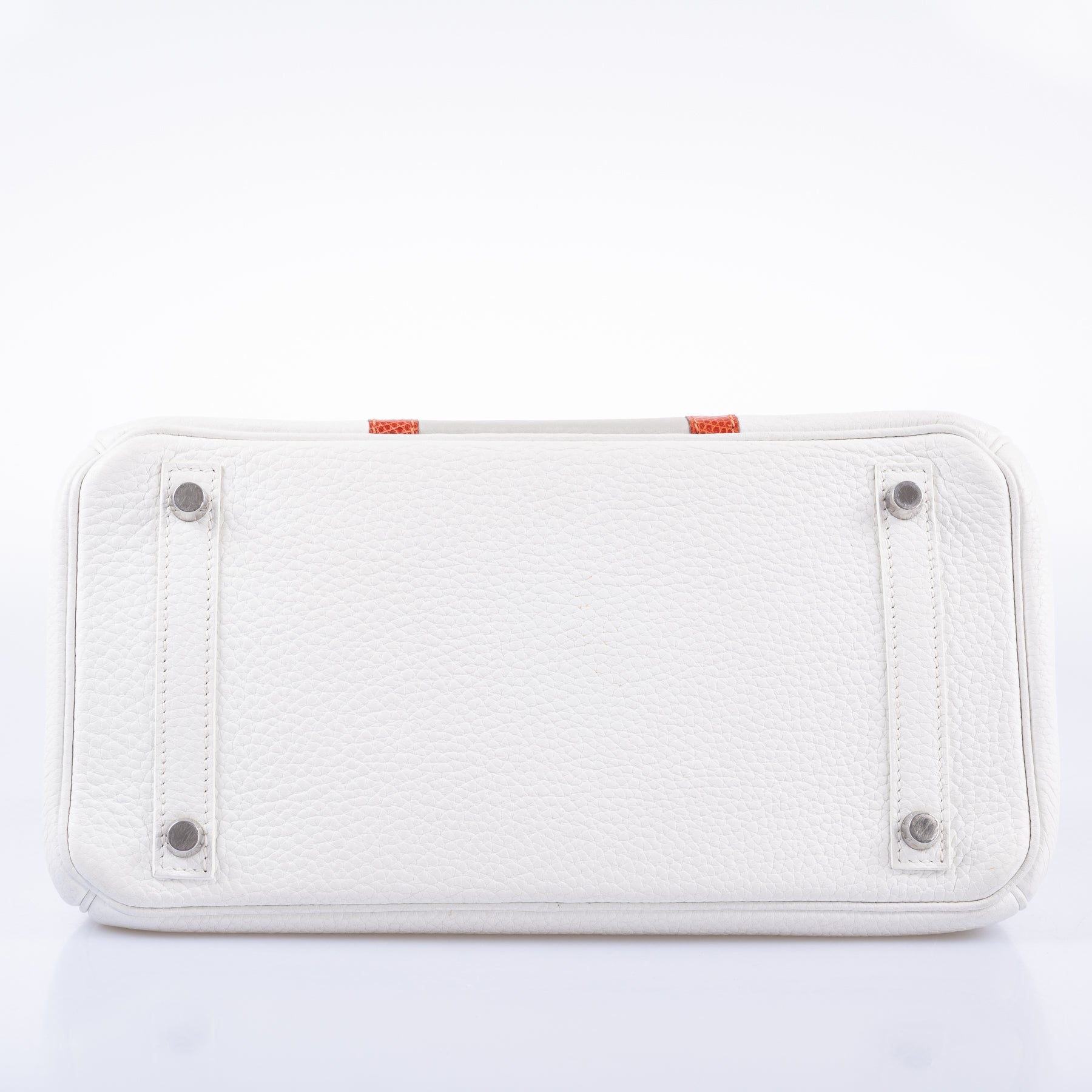 Hermès Club Birkin 30 White, Grey Clemence & Sanguine Lizard Palladium Hardware
