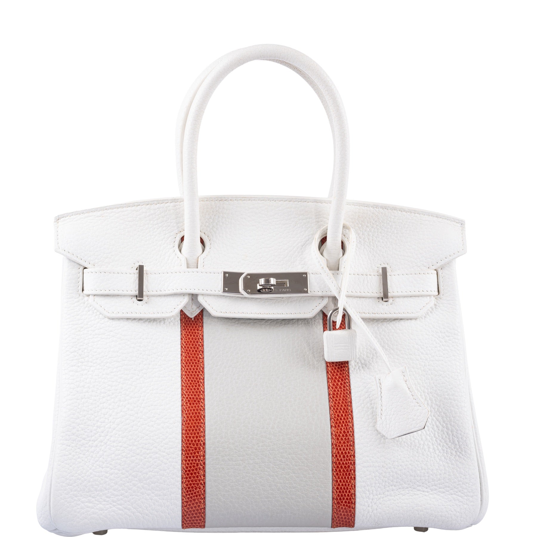 Hermes Birkin 30 Bag White Clemence Leather with Gold Hardware