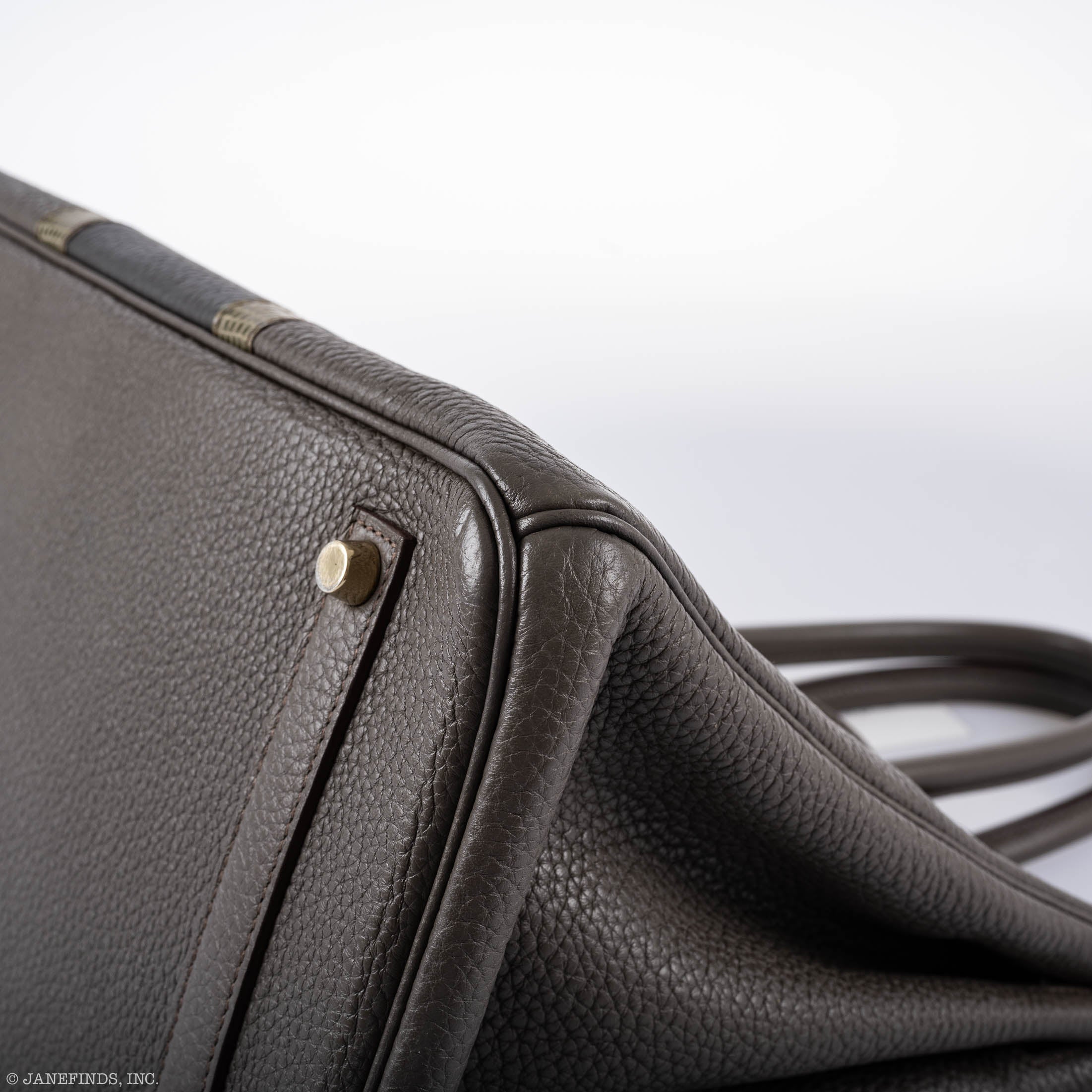 Hermès Club Birkin 35 Tri-Color Etain & Graphite Clemence, Gris Fonce Lizard Permabrass Hardware