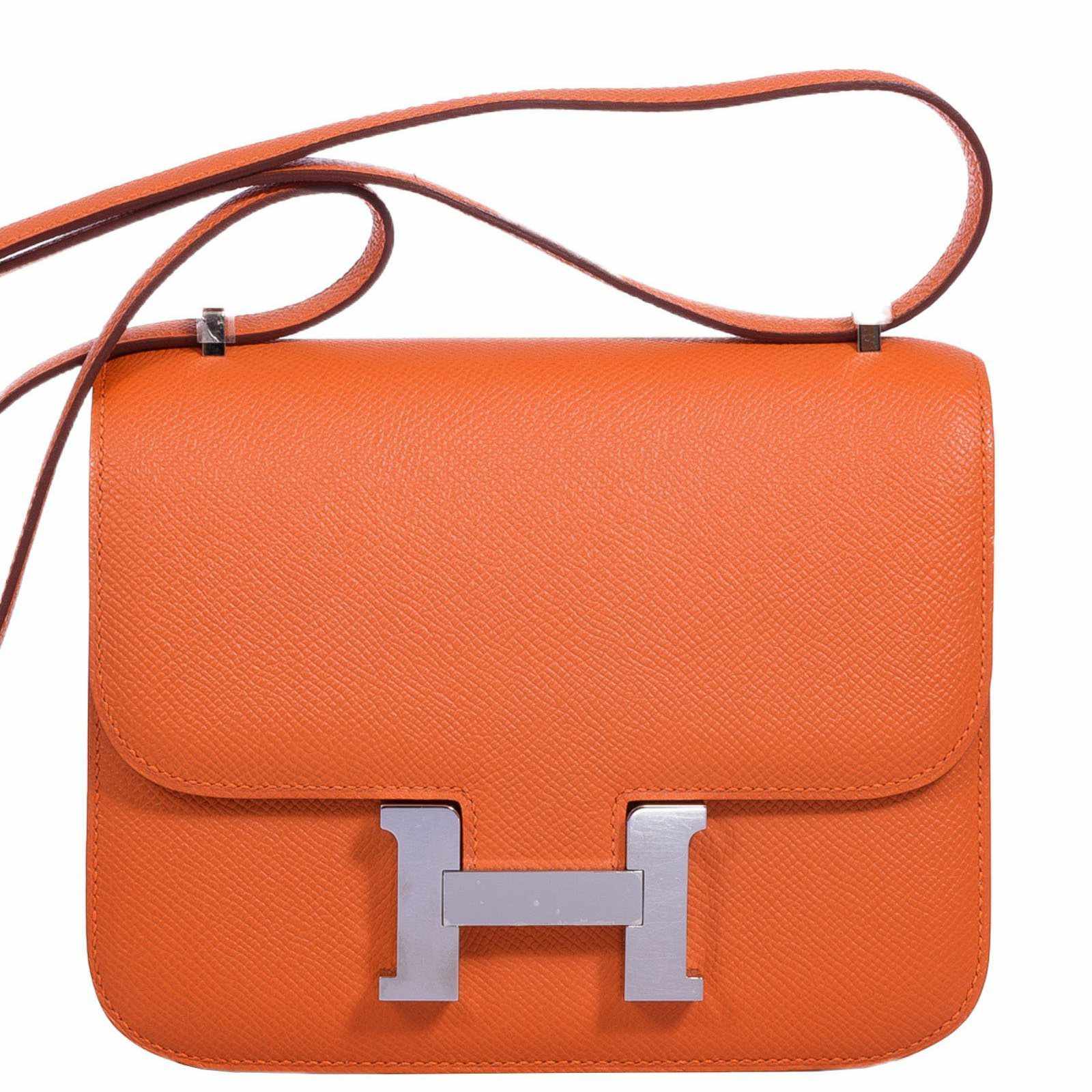 Hermes Constance Bag Alligator Leather Palladium Hardware In Orange