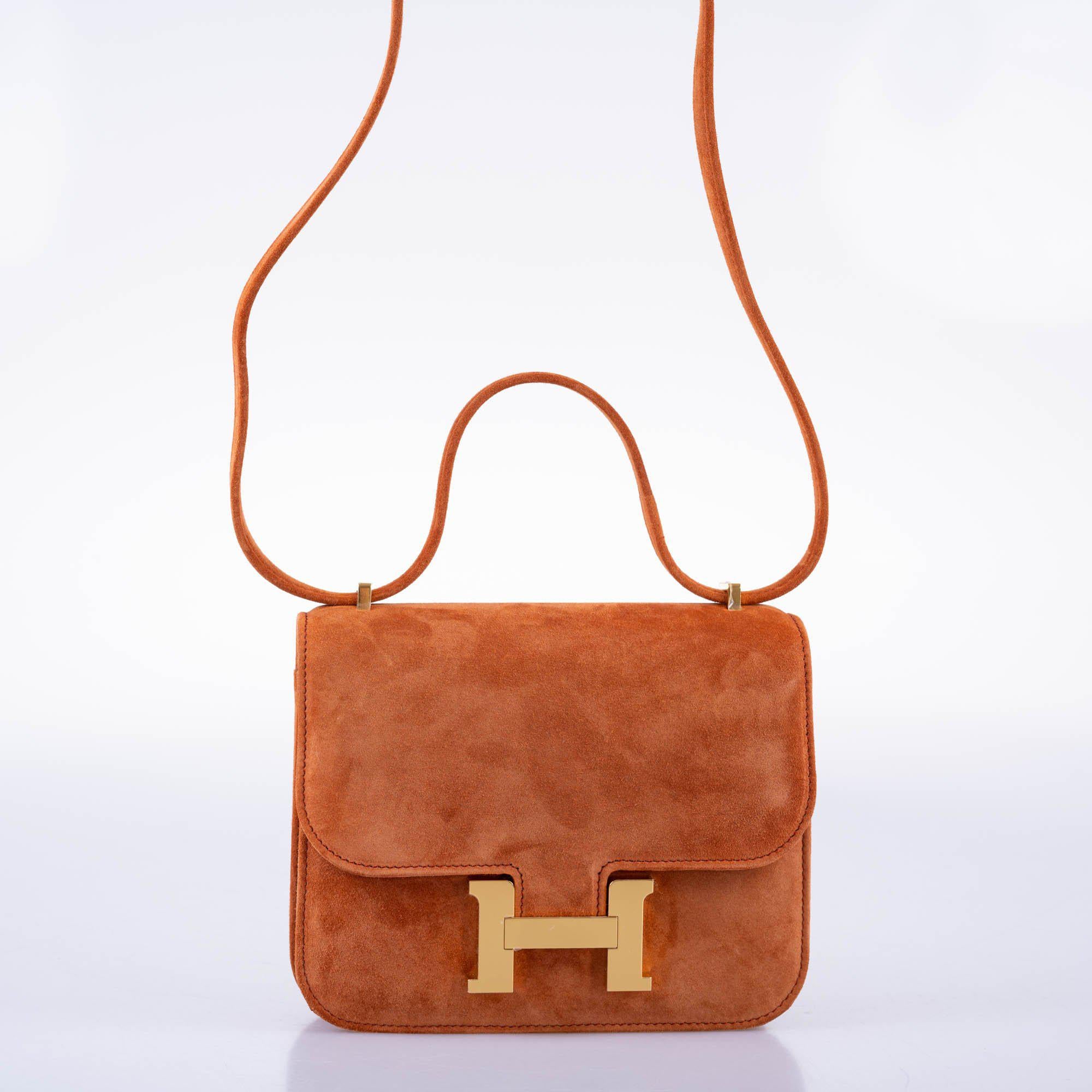 Hermès Constance 18 Paprika Doblis Suede with Gold Hardware