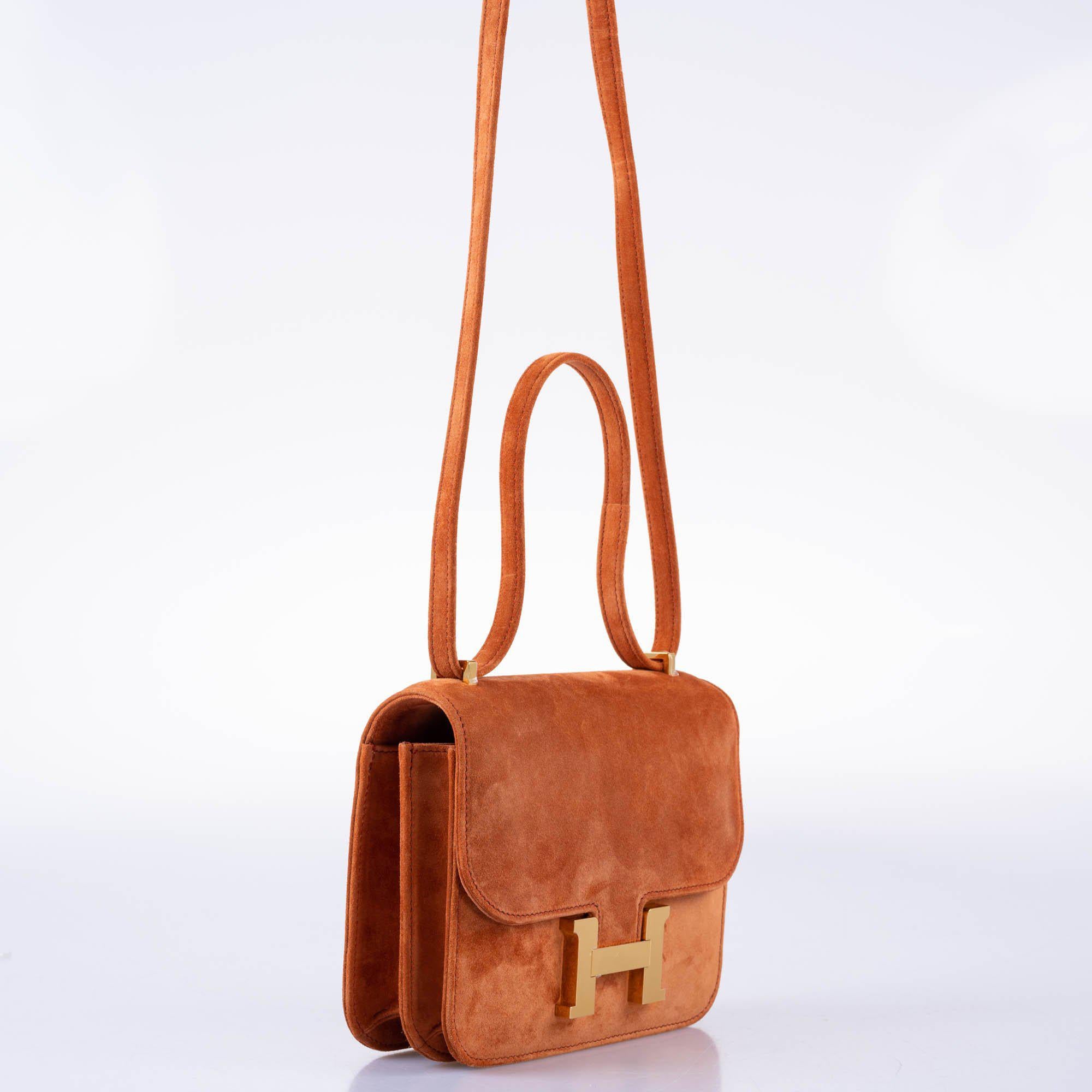 Hermès Constance 18 Paprika Doblis Suede with Gold Hardware