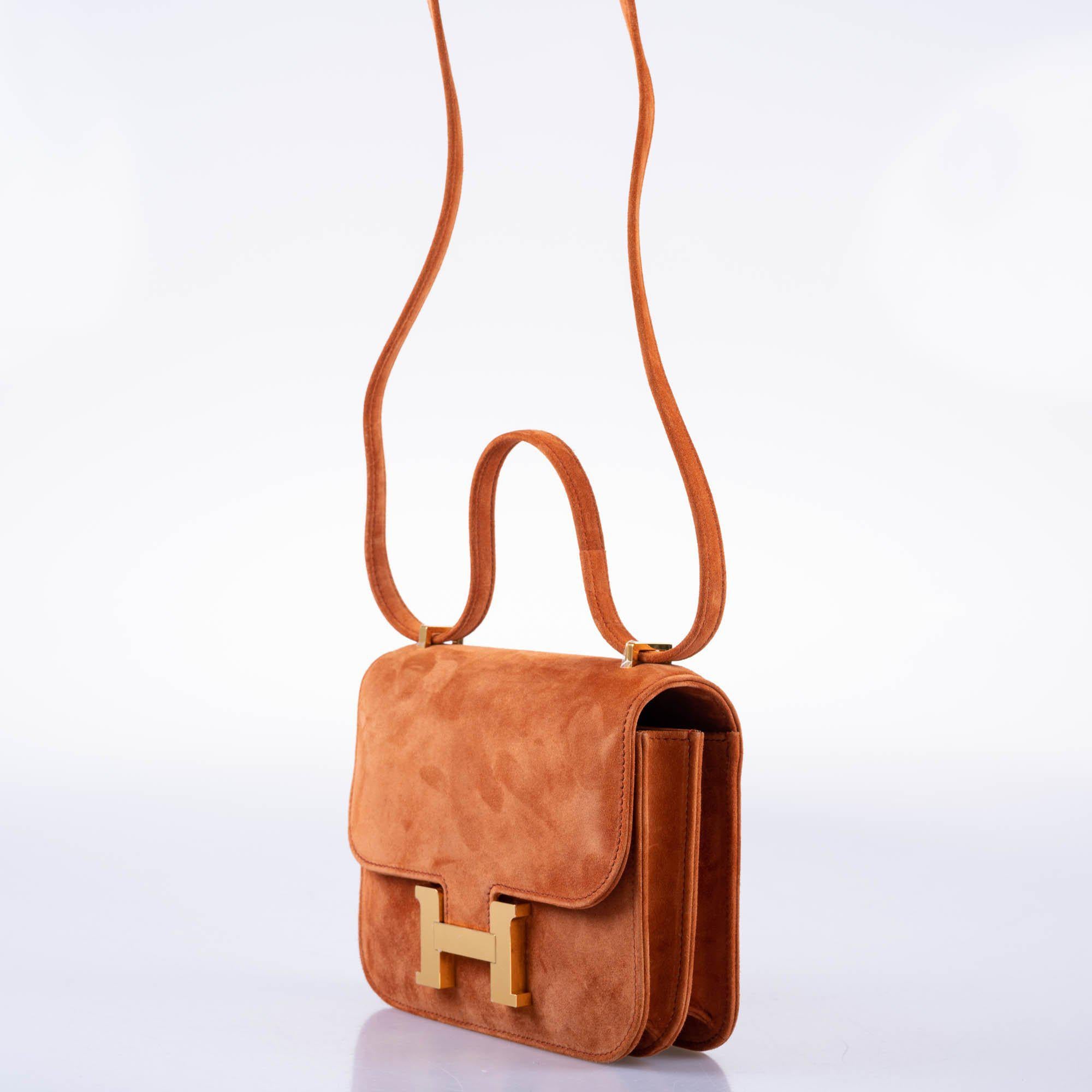Hermès Constance 18 Paprika Doblis Suede with Gold Hardware