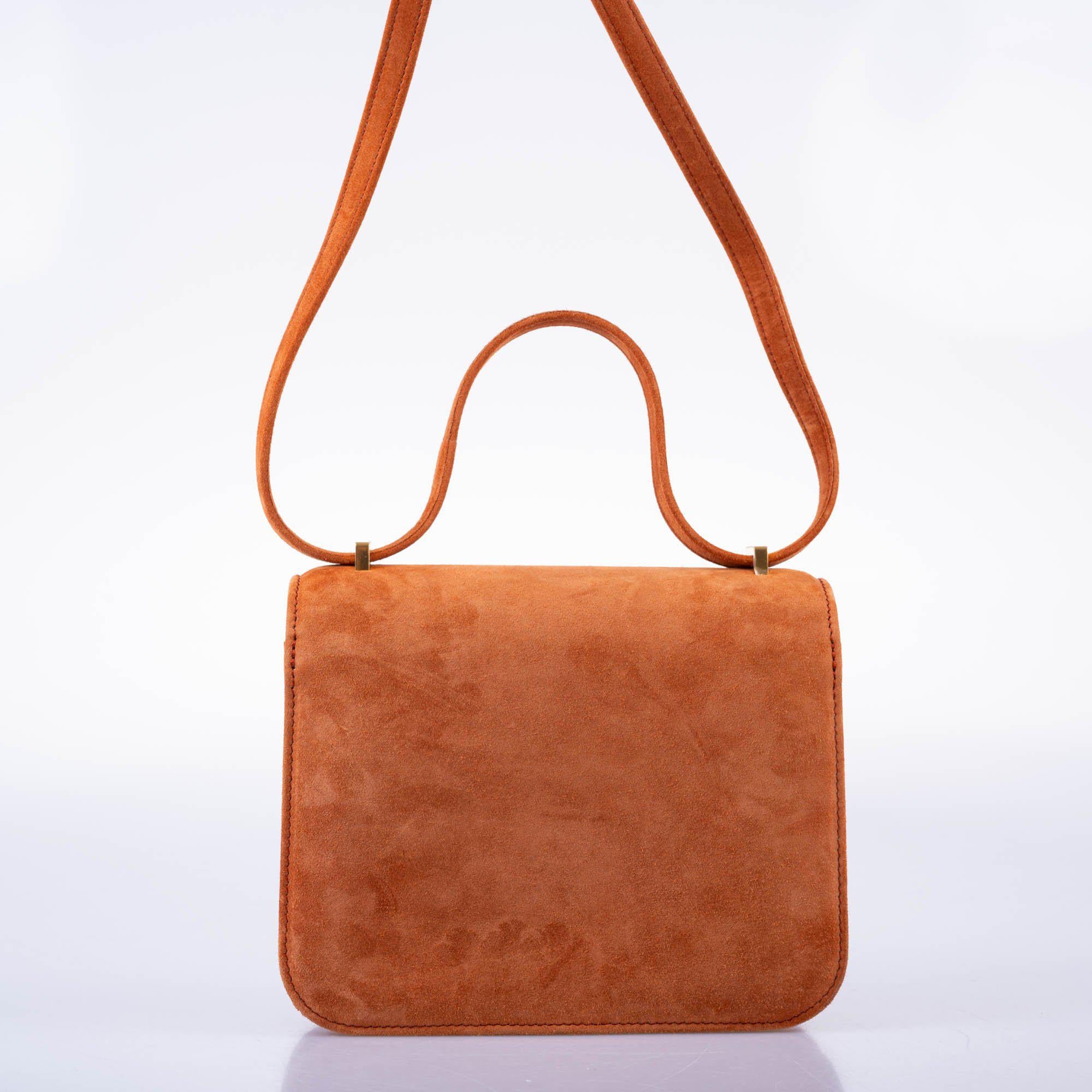 Hermès Constance 18 Paprika Doblis Suede with Gold Hardware