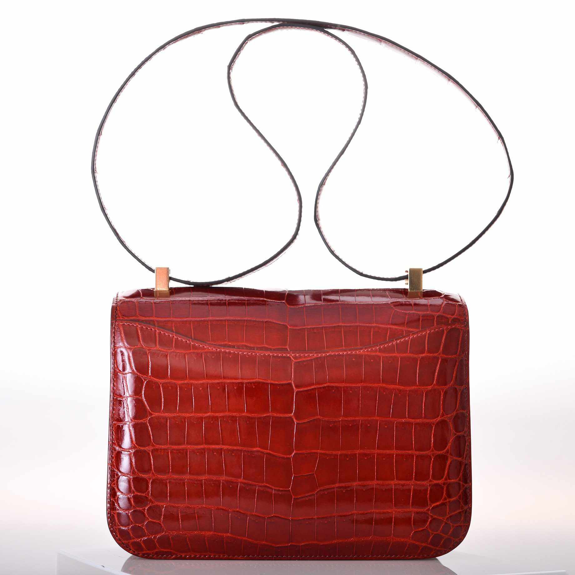 Hermès Constance 24 Rouge H Shiny Niloticus Crocodile Gold Hardware
