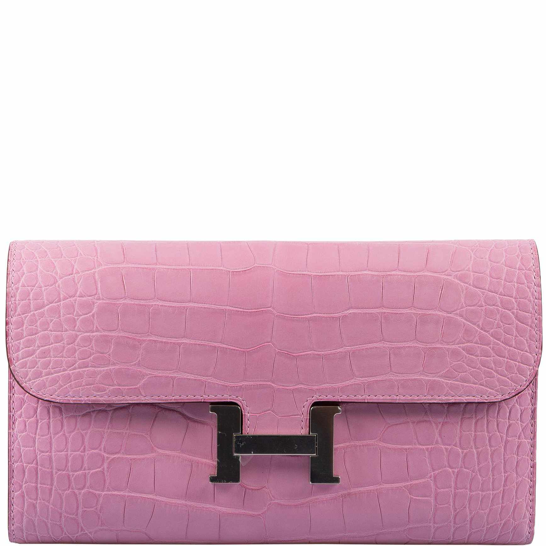 Hermès Constance Long Wallet Bubblegum Pink 5P Matte Alligator Palladi