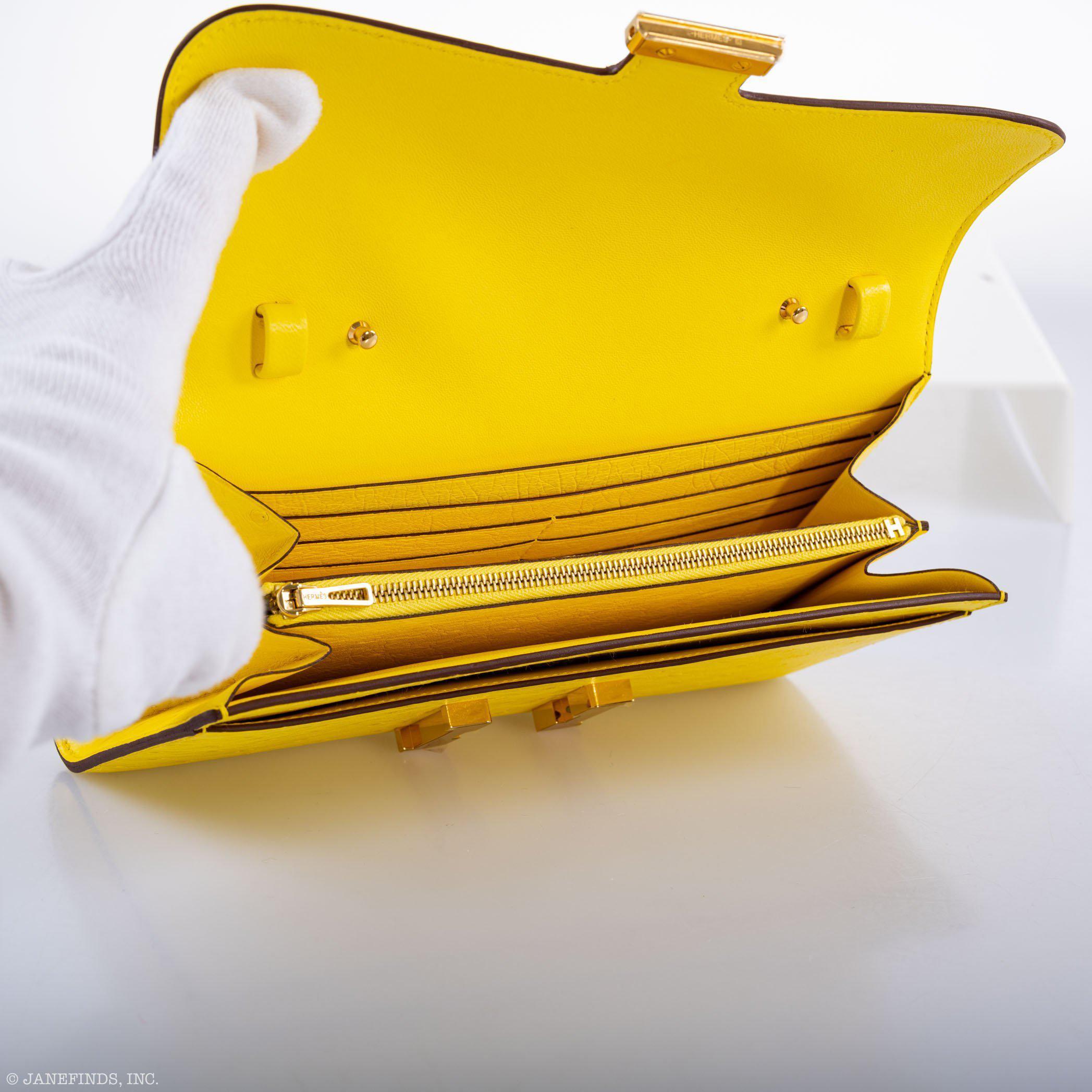 Hermès Constance Long to Go Wallet Citron Ostrich Gold Hardware - 2020, Y
