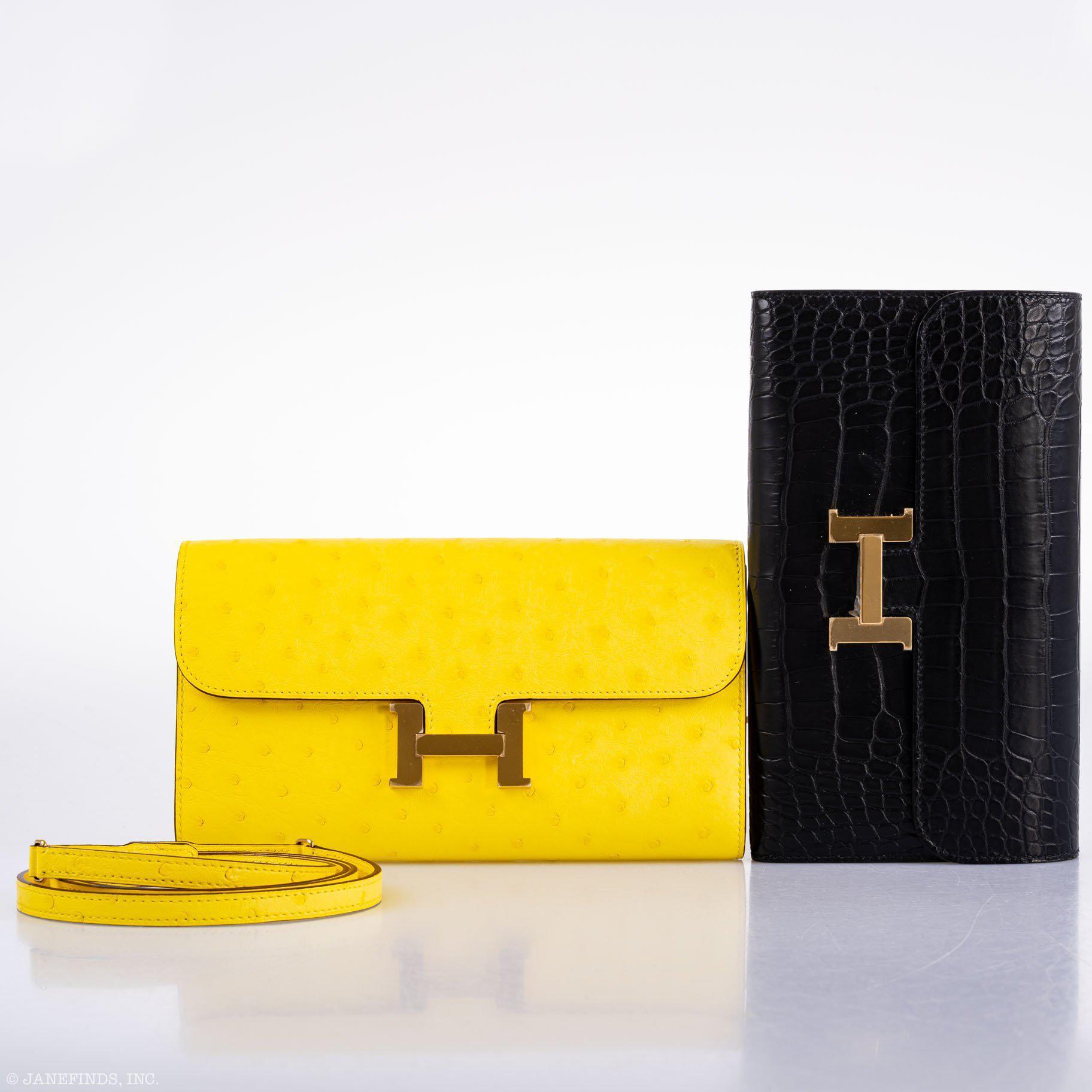 Hermès Constance Long to Go Wallet Citron Ostrich Gold Hardware - 2020, Y