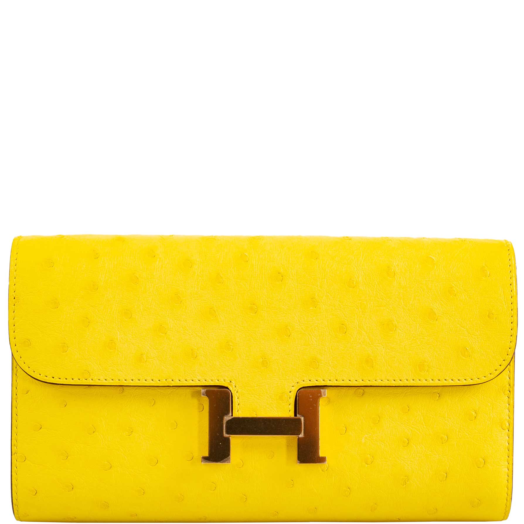 Hermès Constance Long to Go Wallet Citron Ostrich Gold Hardware - 2020, Y
