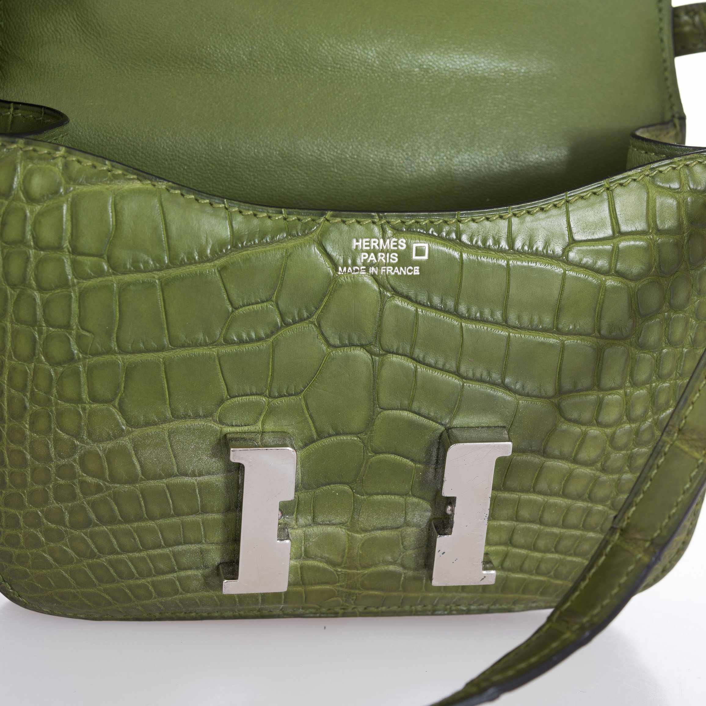 Hermès Constance Micro 14 Pelouse Matte Alligator Palladium Hardware