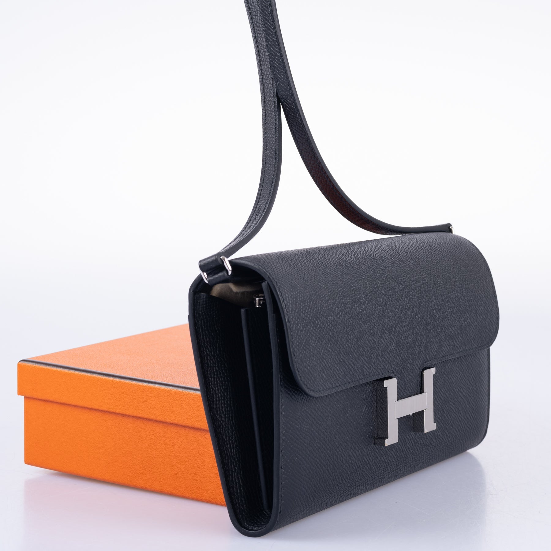 Hermès Constance Slim Wallet Noir Epsom Palladium Hardware