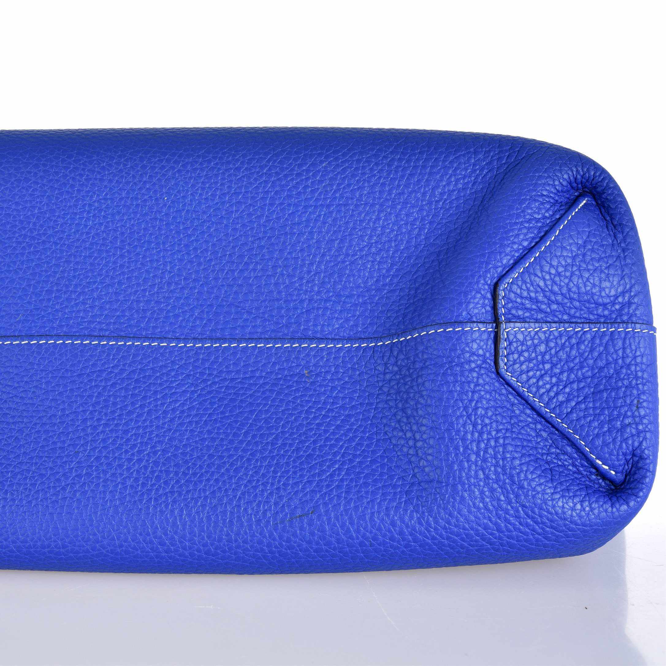 Hermès Double Sens 45 Tote Blue Electric And Etain Grey Clemence Reversible