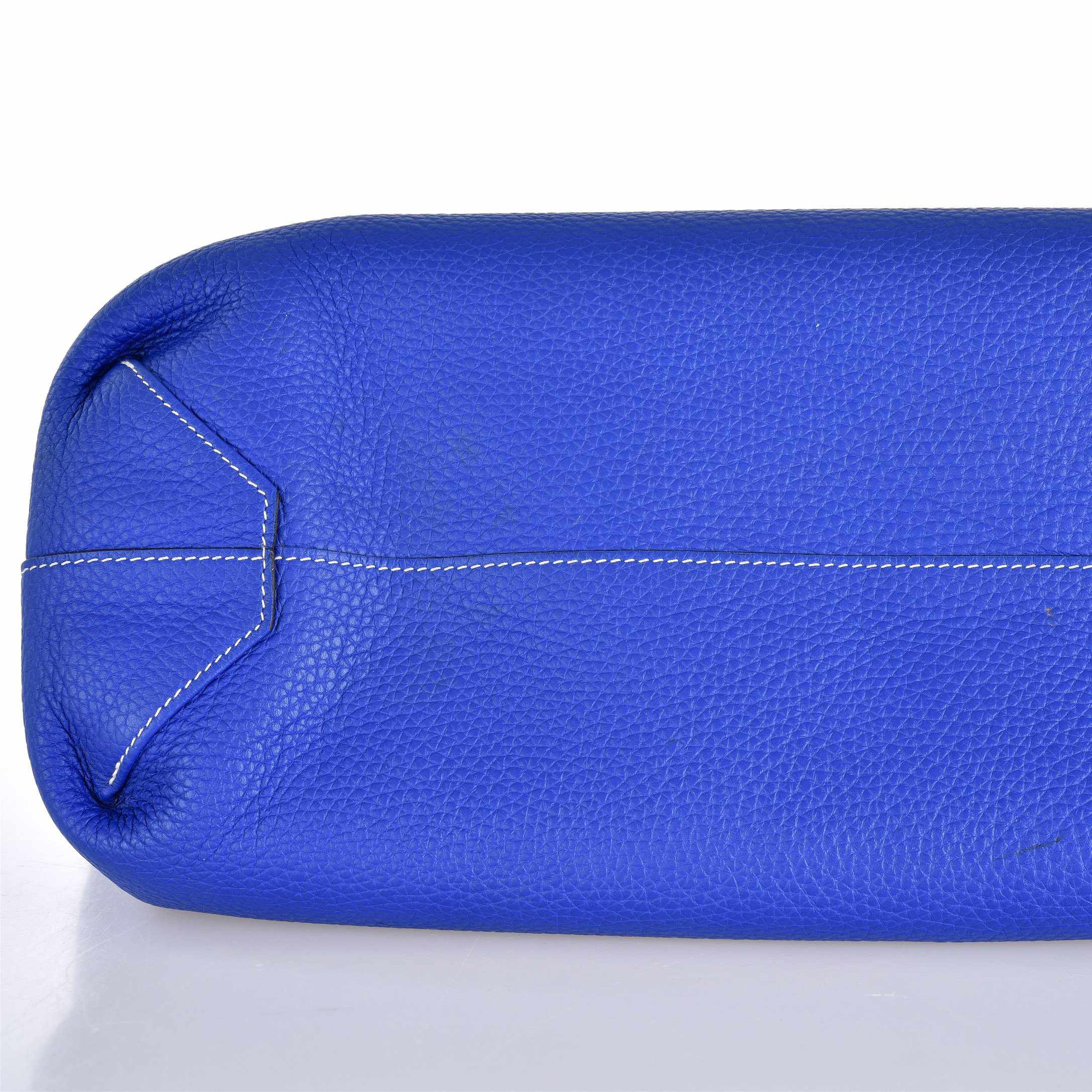 Hermès Double Sens 45 Tote Blue Electric And Etain Grey Clemence Reversible