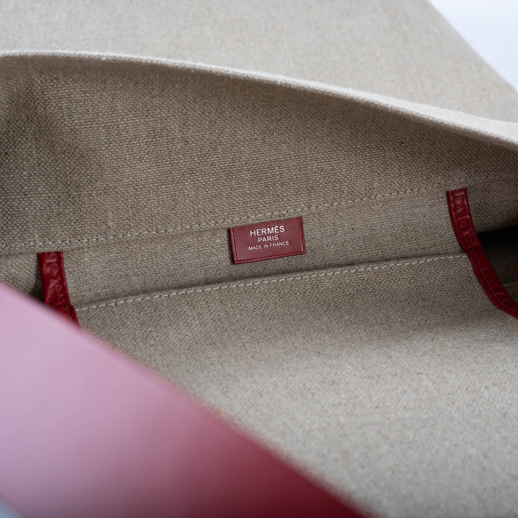 Hermès Etriviere Shoulder MM Burlap & Rouge Vif Vache Hunter with Palladium Hardware