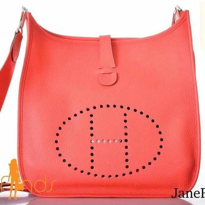 Hermes Rose Jaipur Clemence Leather Evelyne TPM Bag