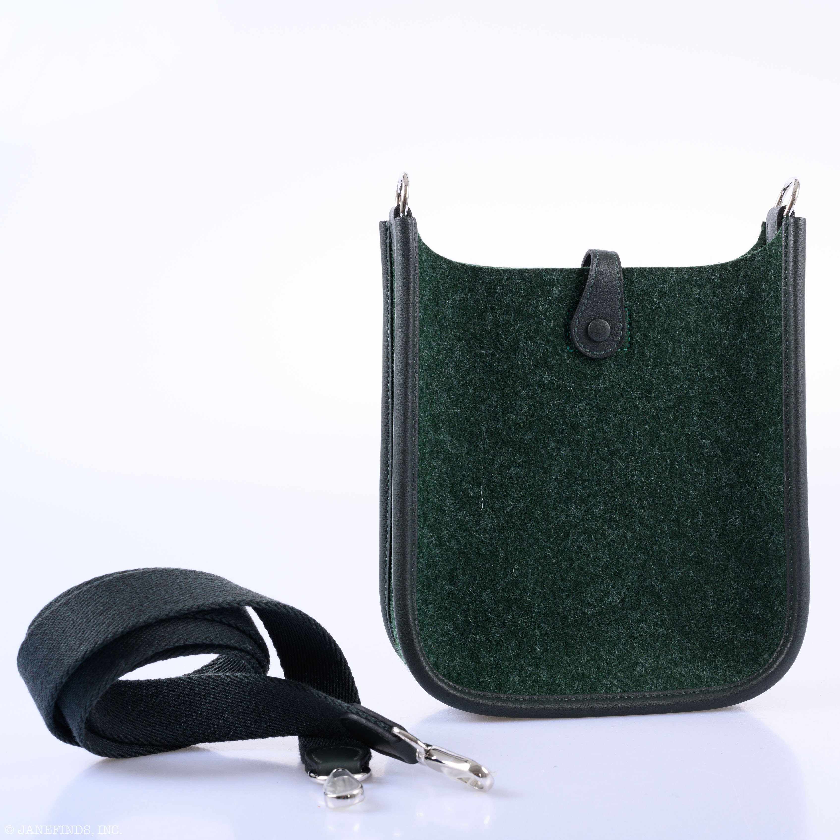 Hermès Evelyne TPM 16 Vert Fonce Feutre Wool & Vert Anglaise Swift Palladium Hardware - 2019