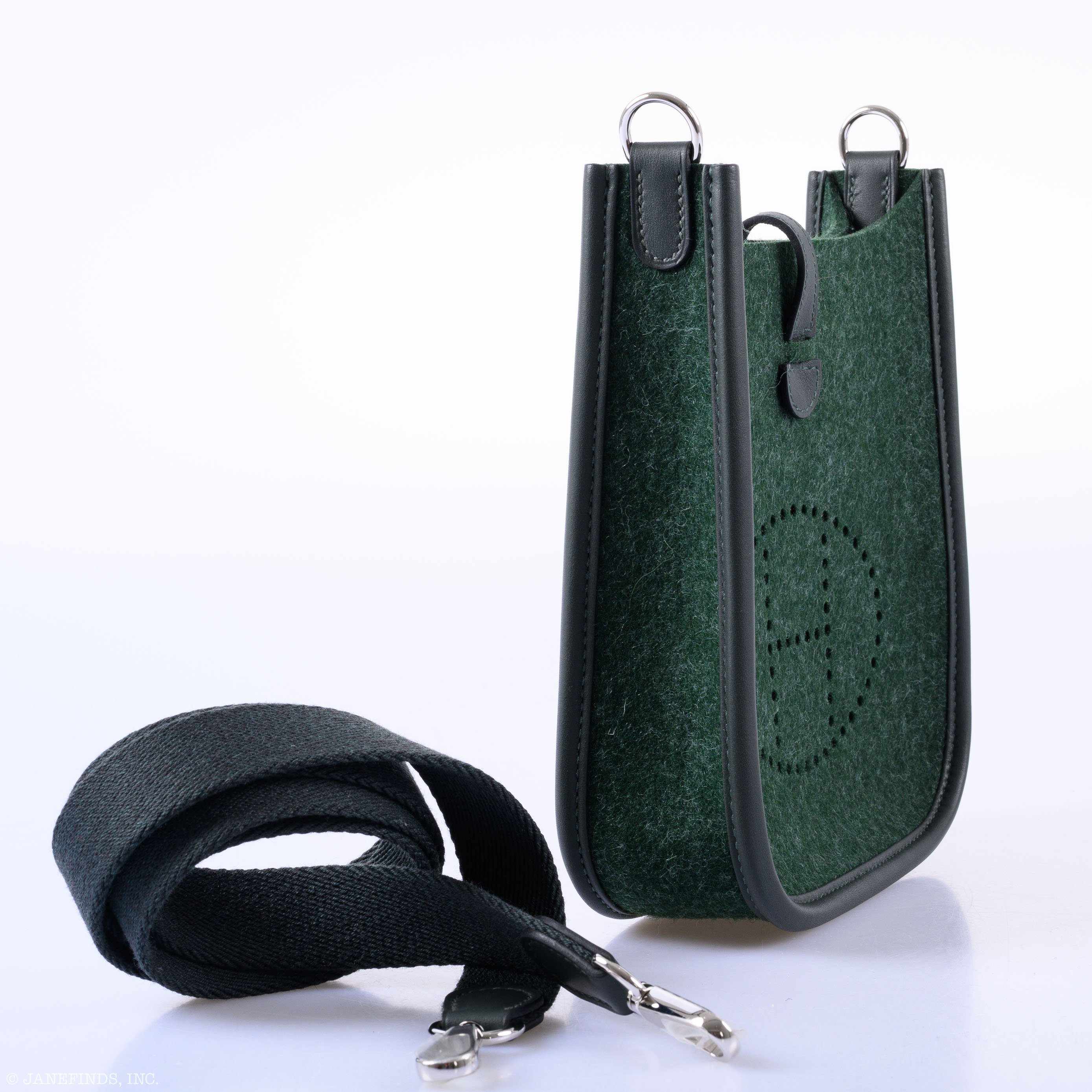 Hermès Evelyne TPM 16 Vert Fonce Feutre Wool & Vert Anglaise Swift Palladium Hardware - 2019