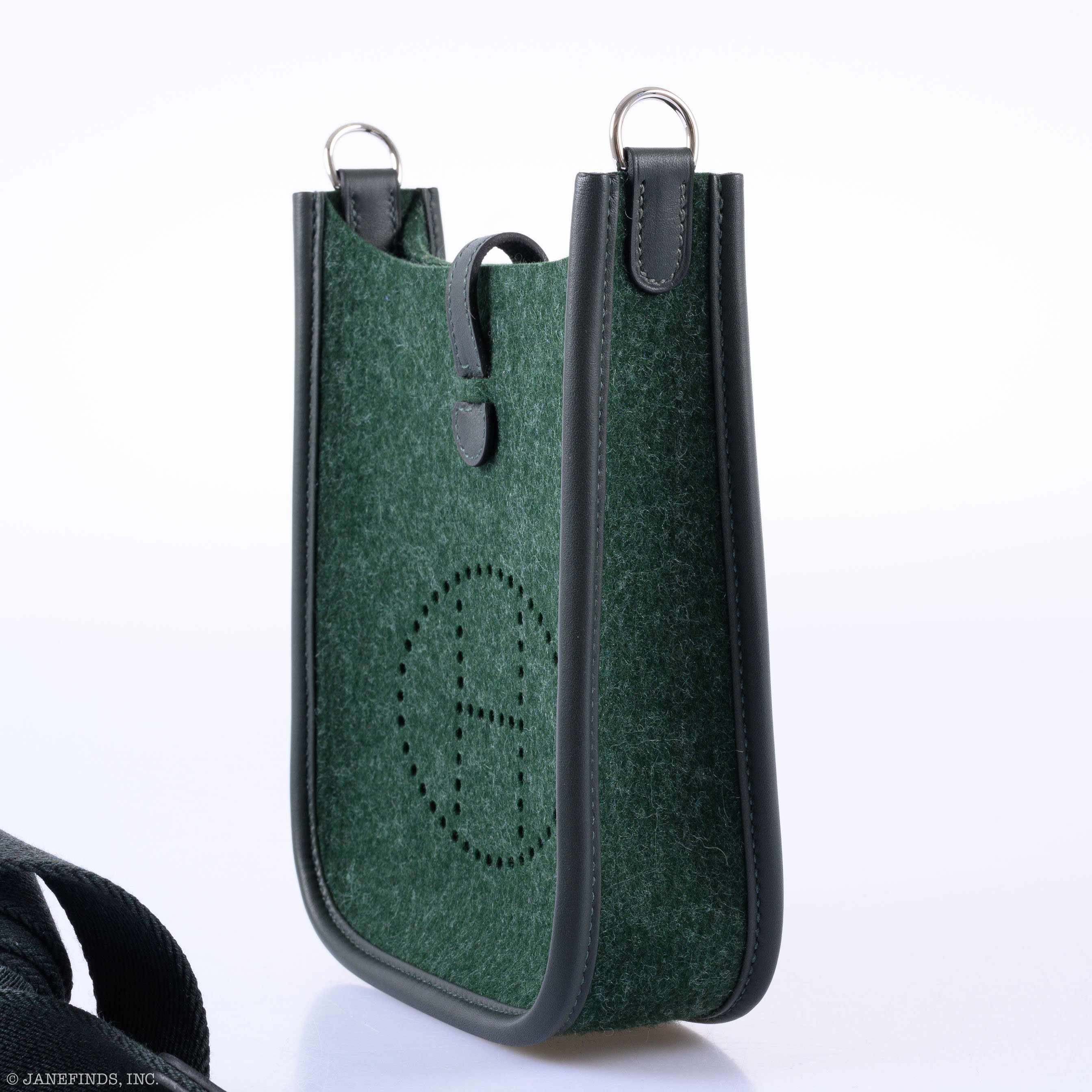 Hermès Evelyne TPM 16 Vert Fonce Feutre Wool & Vert Anglaise Swift Palladium Hardware - 2019