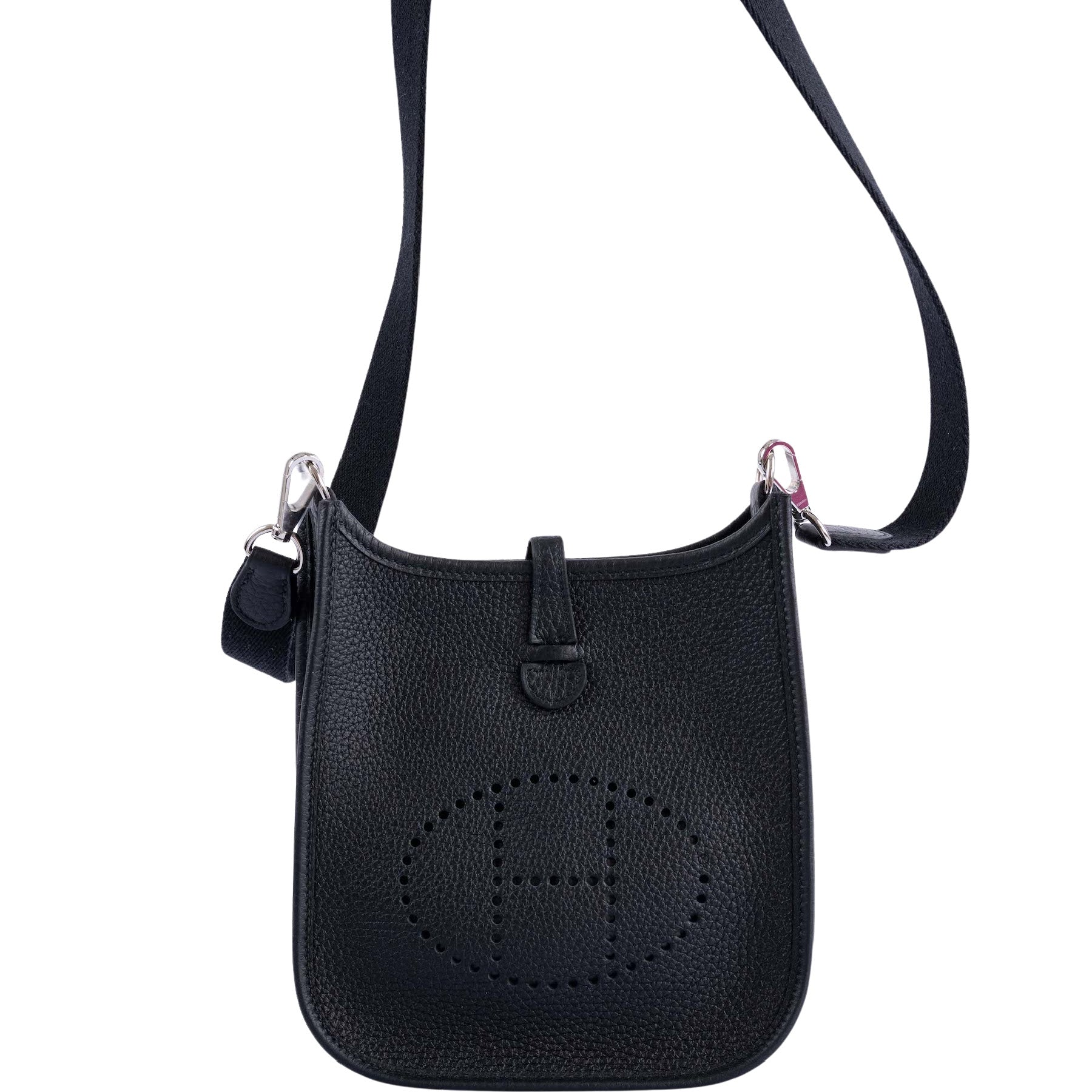 Hermes Evelyne Taurillon Clemence e Strap Palladium TPM Noir in Taurillon  Clemence Leather with Palladium - US