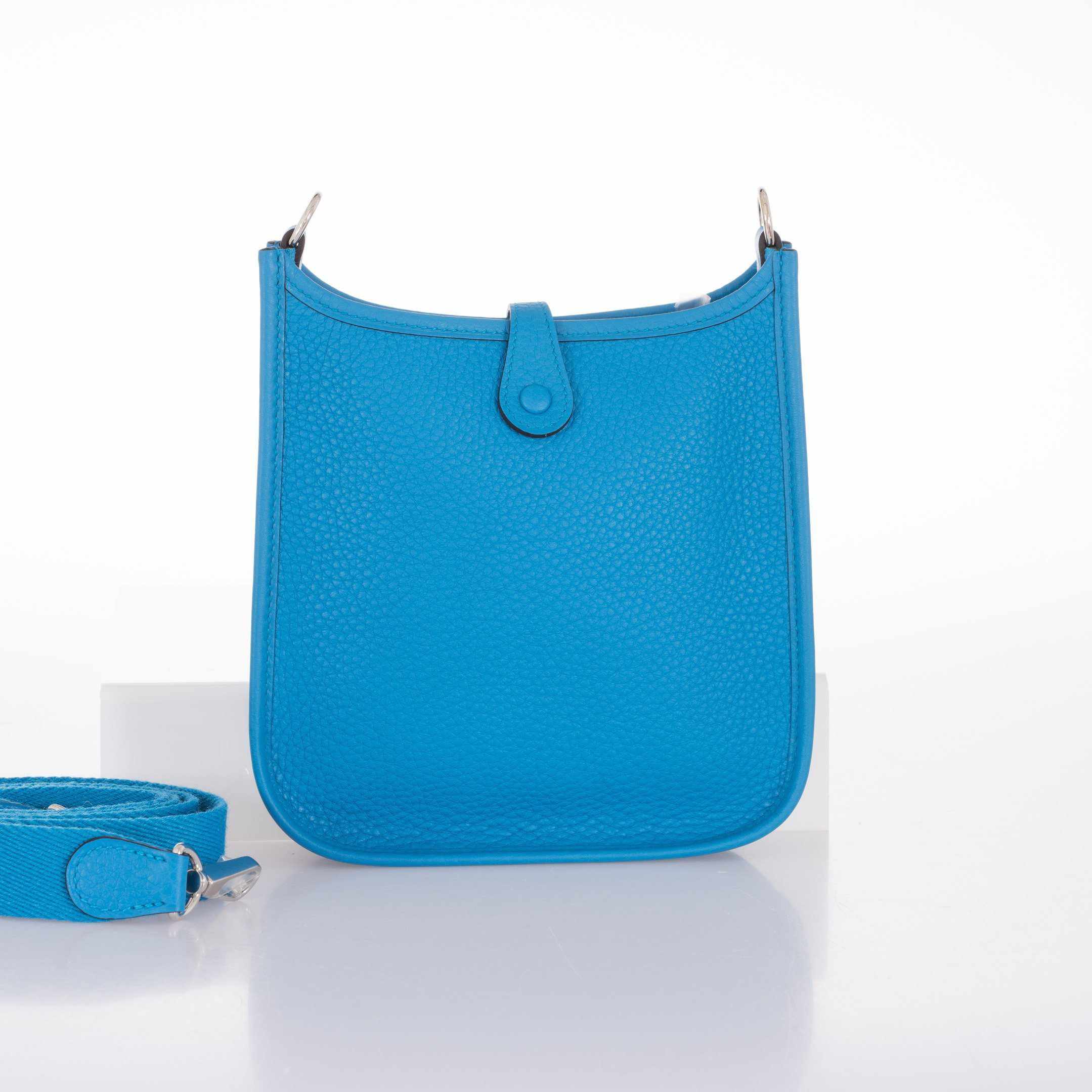 Hermès Evelyne TPM Blue Zanzibar Clemence Palladium Hardware
