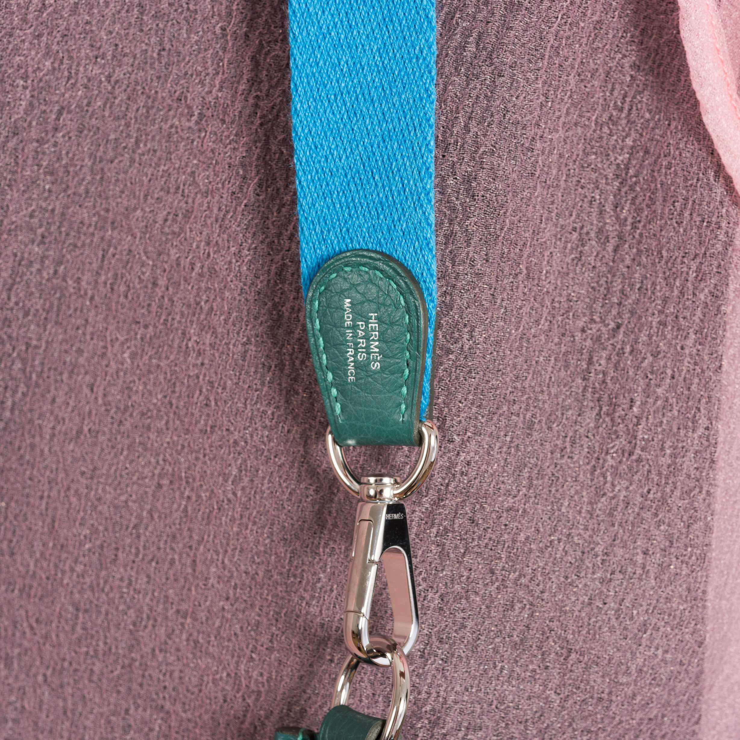 Hermès Evelyne TPM Blue Zanzibar Clemence Palladium Hardware