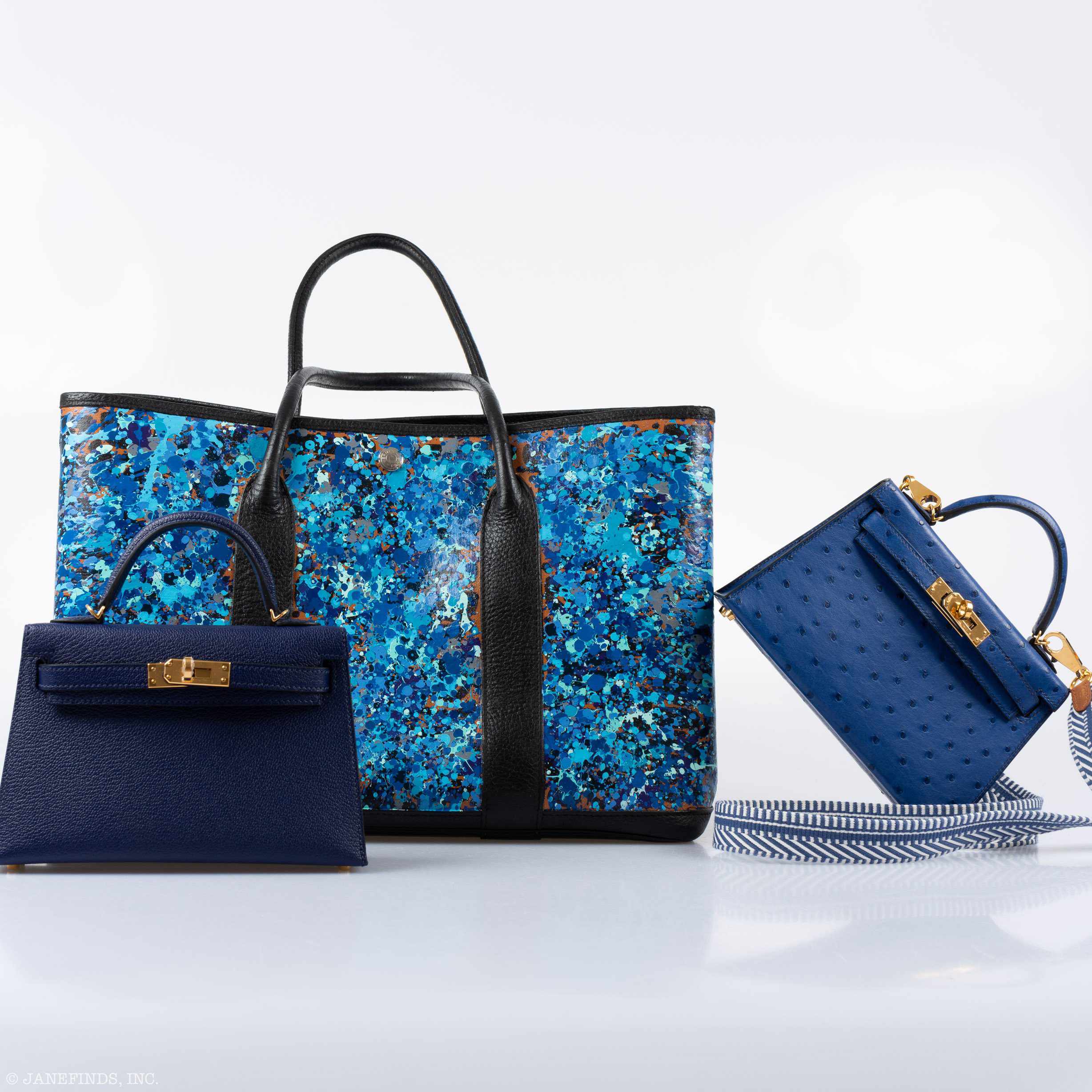 Hermès Garden Party PM Black Buffalo Leather Trim "Caribbean Fizz" * JaneFinds Custom Shop