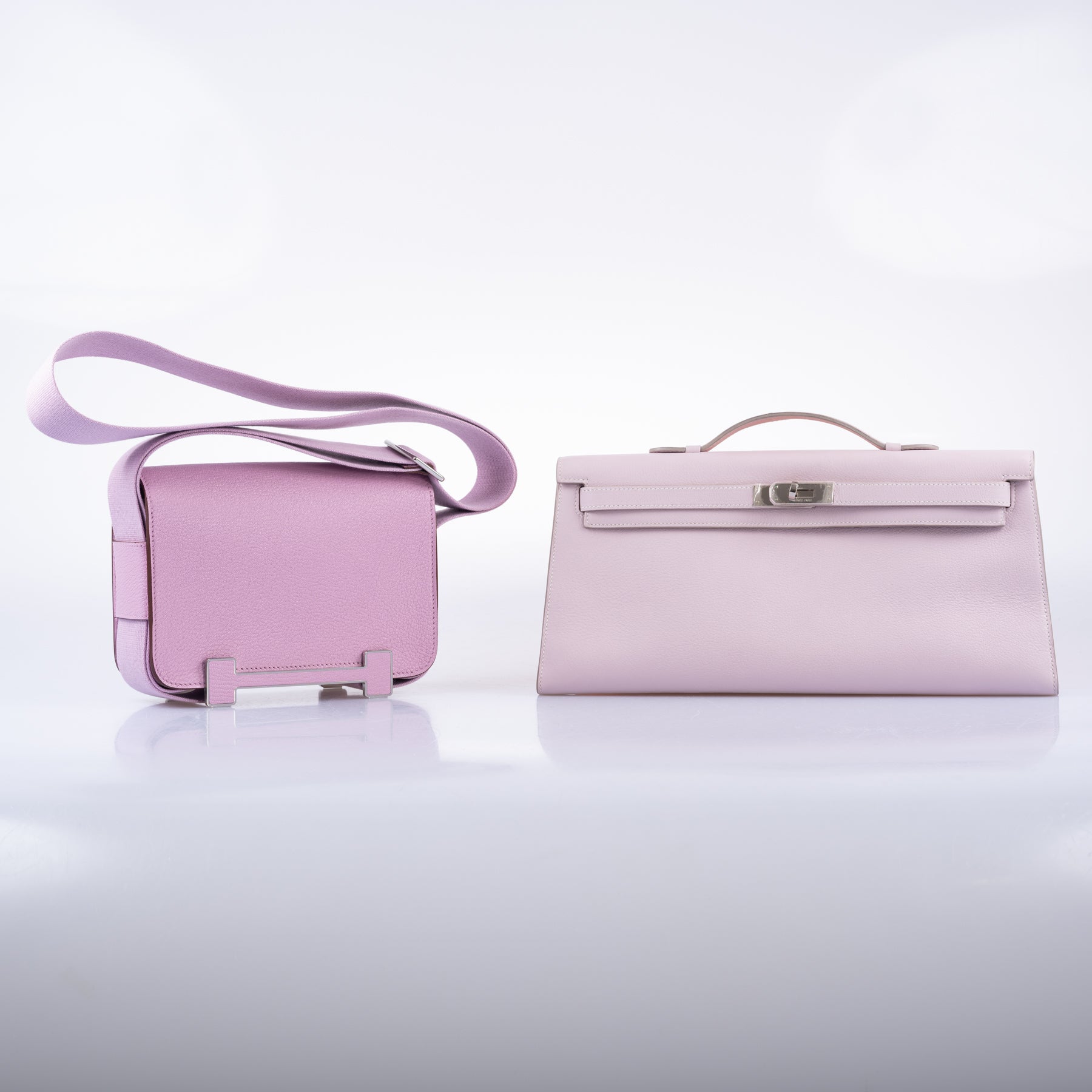 Hermès Geta Bag Mauve Sylvestre Mysore Goatskin with Palladium Hardware